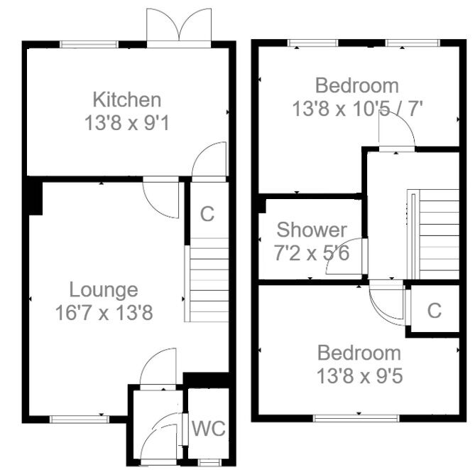 Floorplan of 2 bedroom Mid Terrace House for sale, Blair Atholl Grove, Hamilton, South Lanarkshire, ML3