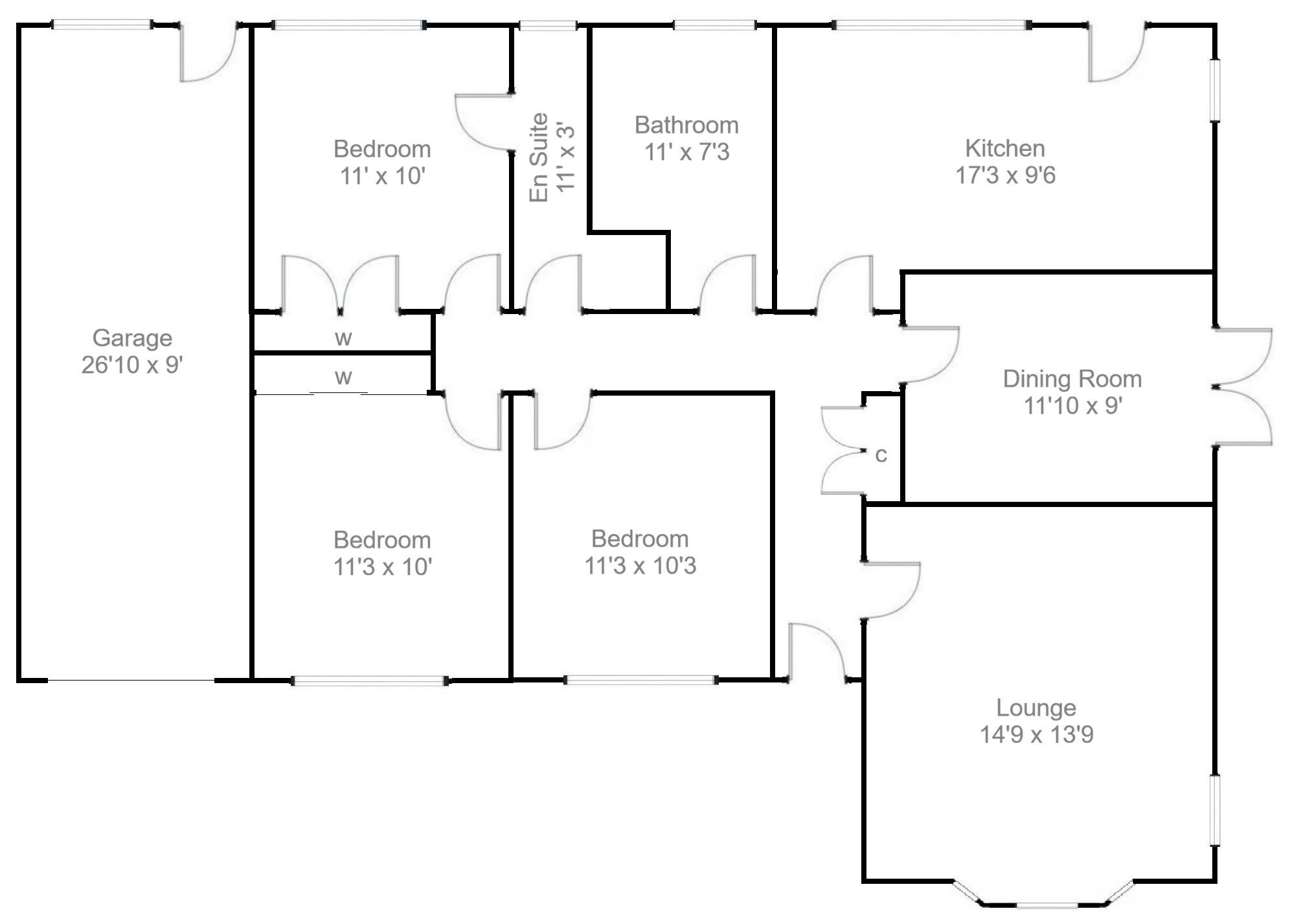 Floorplan of 3 bedroom Detached Bungalow for sale, Cathburn Road, Wishaw, North Lanarkshire, ML2