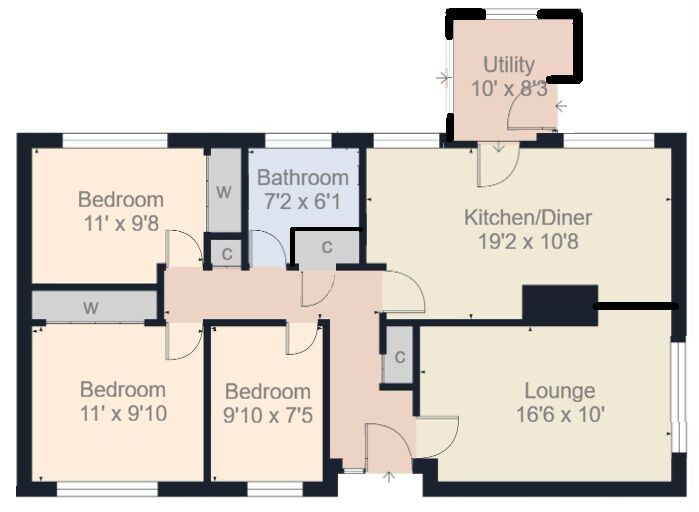 Floorplan of 3 bedroom Detached Bungalow for sale, Columbine Way, Carluke, South Lanarkshire, ML8