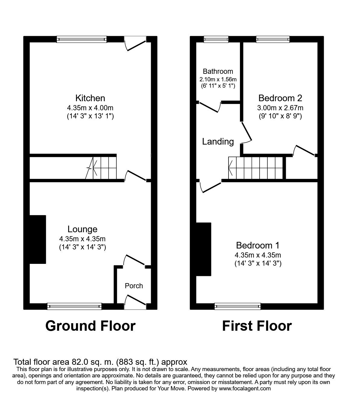 Floorplan of 2 bedroom Mid Terrace House to rent, Lord Street, Kearsley, Bolton, BL4