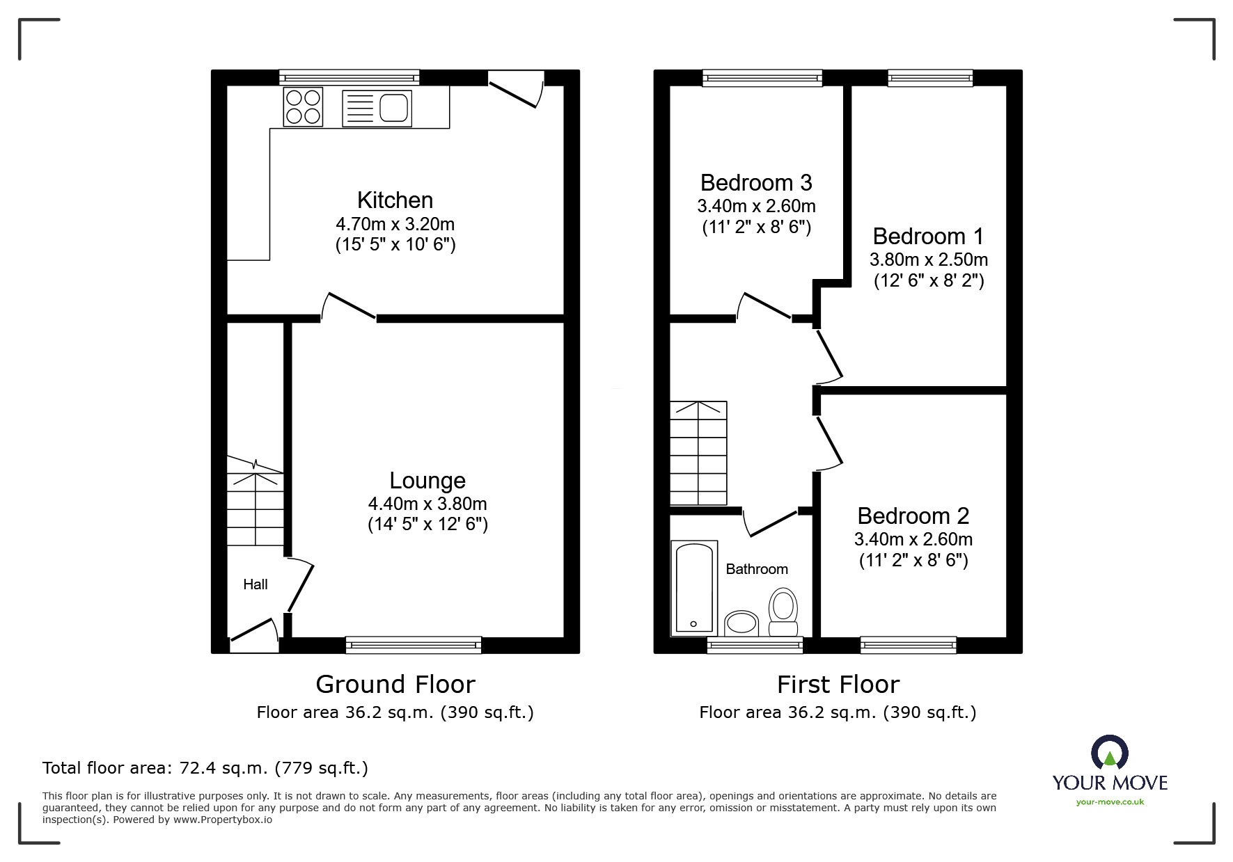 Floorplan of 3 bedroom Mid Terrace House to rent, Melrose Avenue, Leigh, Lancashire, WN7