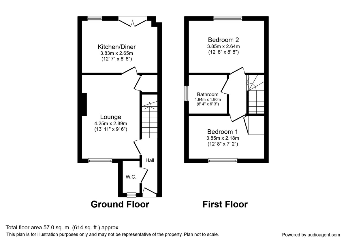 Floorplan of 2 bedroom Semi Detached House to rent, Crawford Avenue, Tyldesley, Manchester, M29