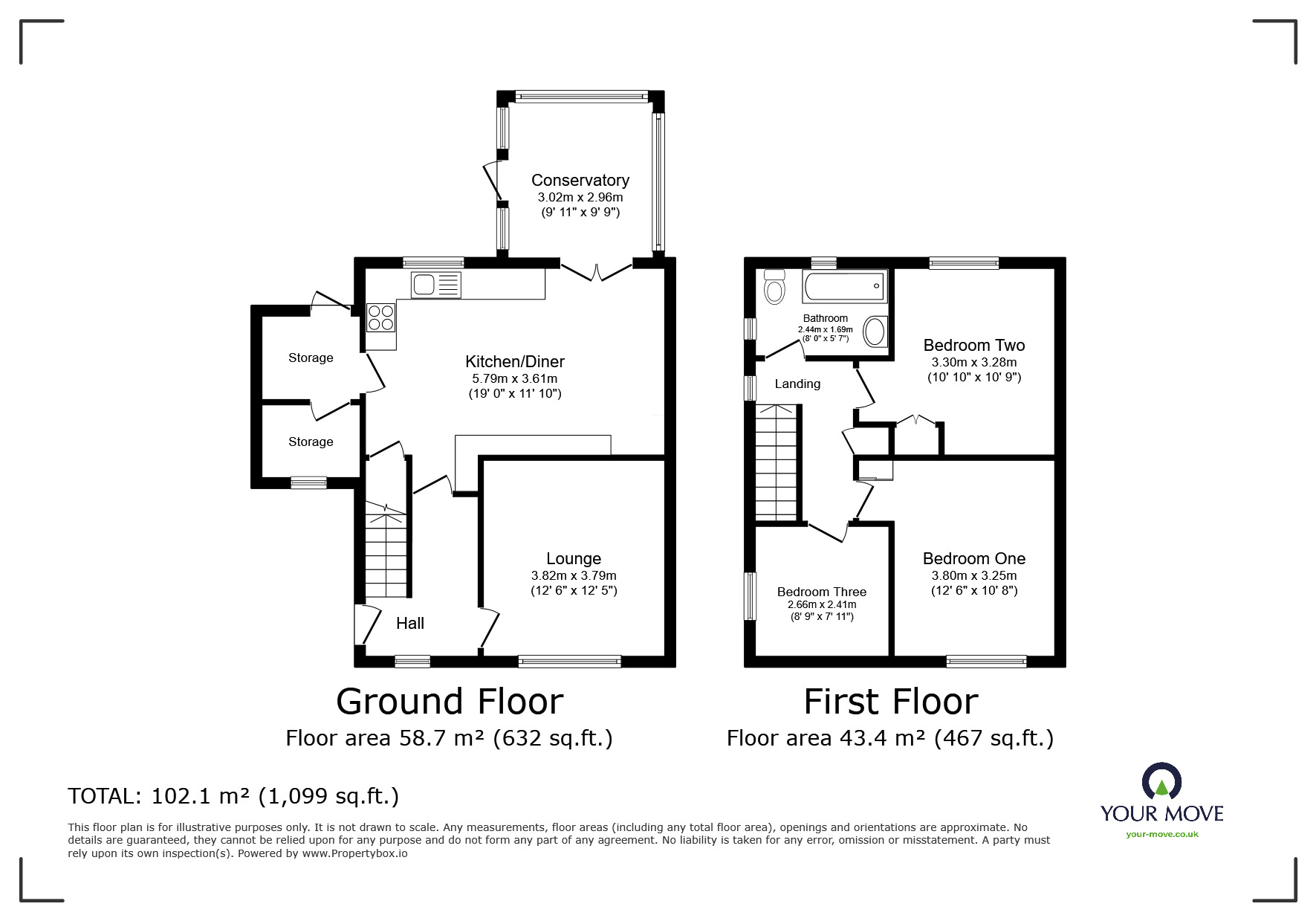 Floorplan of 3 bedroom End Terrace House for sale, Ridyard Street, Little Hulton, Manchester, M38