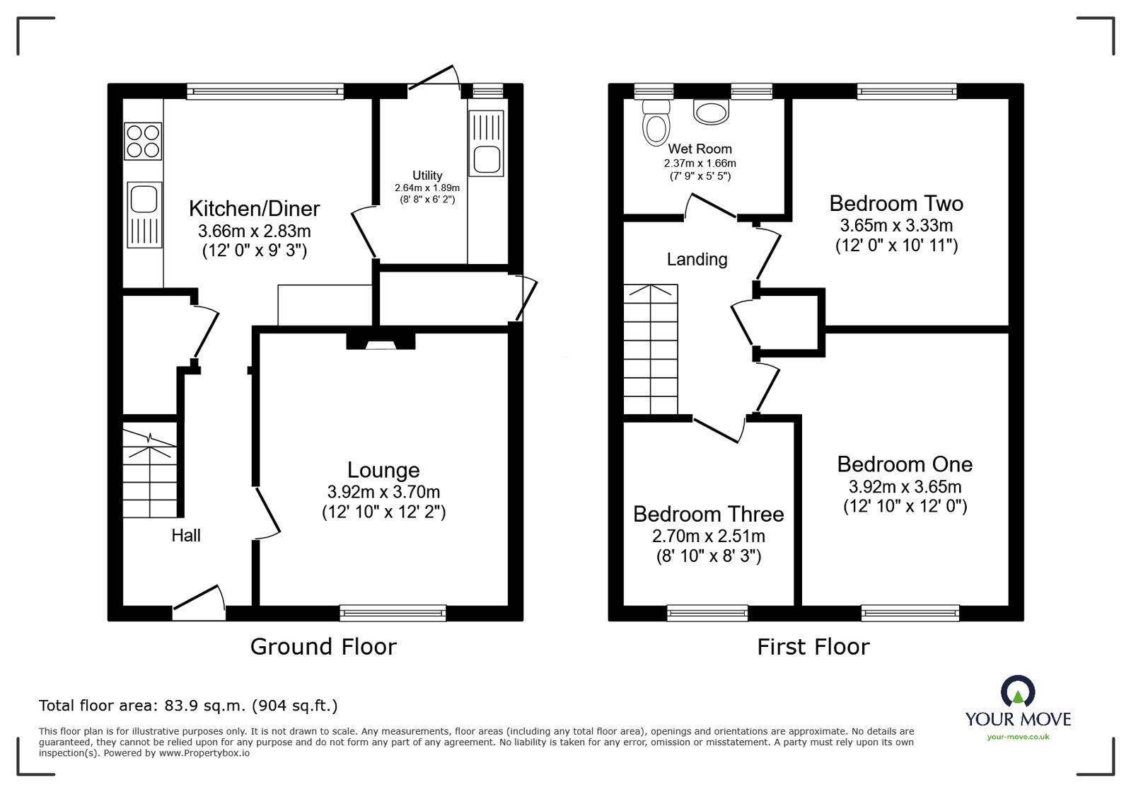 Floorplan of 3 bedroom End Terrace House for sale, Bank Lane, Little Hulton, Greater Manchester, M38
