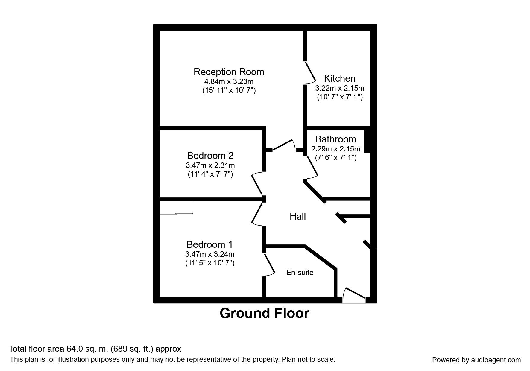 Floorplan of 2 bedroom  Flat to rent, Melbourne Road, Wallington, Surrey, SM6