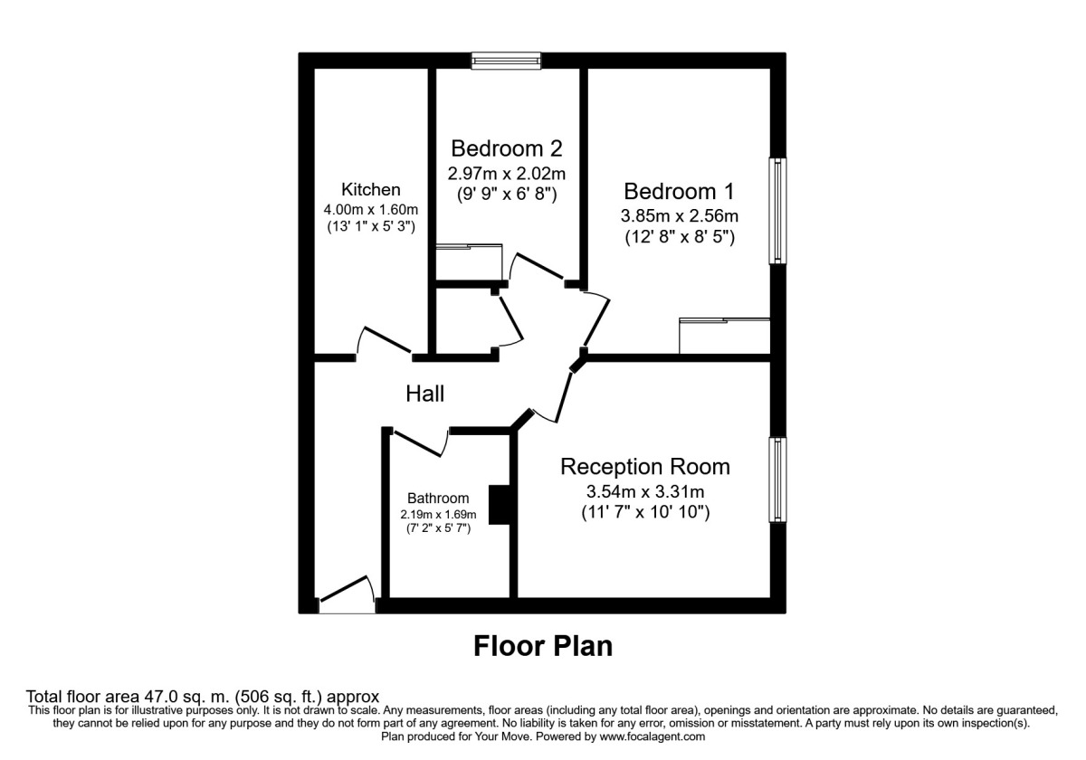 Floorplan of 2 bedroom Flat to rent, 1 Primrose Close, Wallington, Surrey, SM6