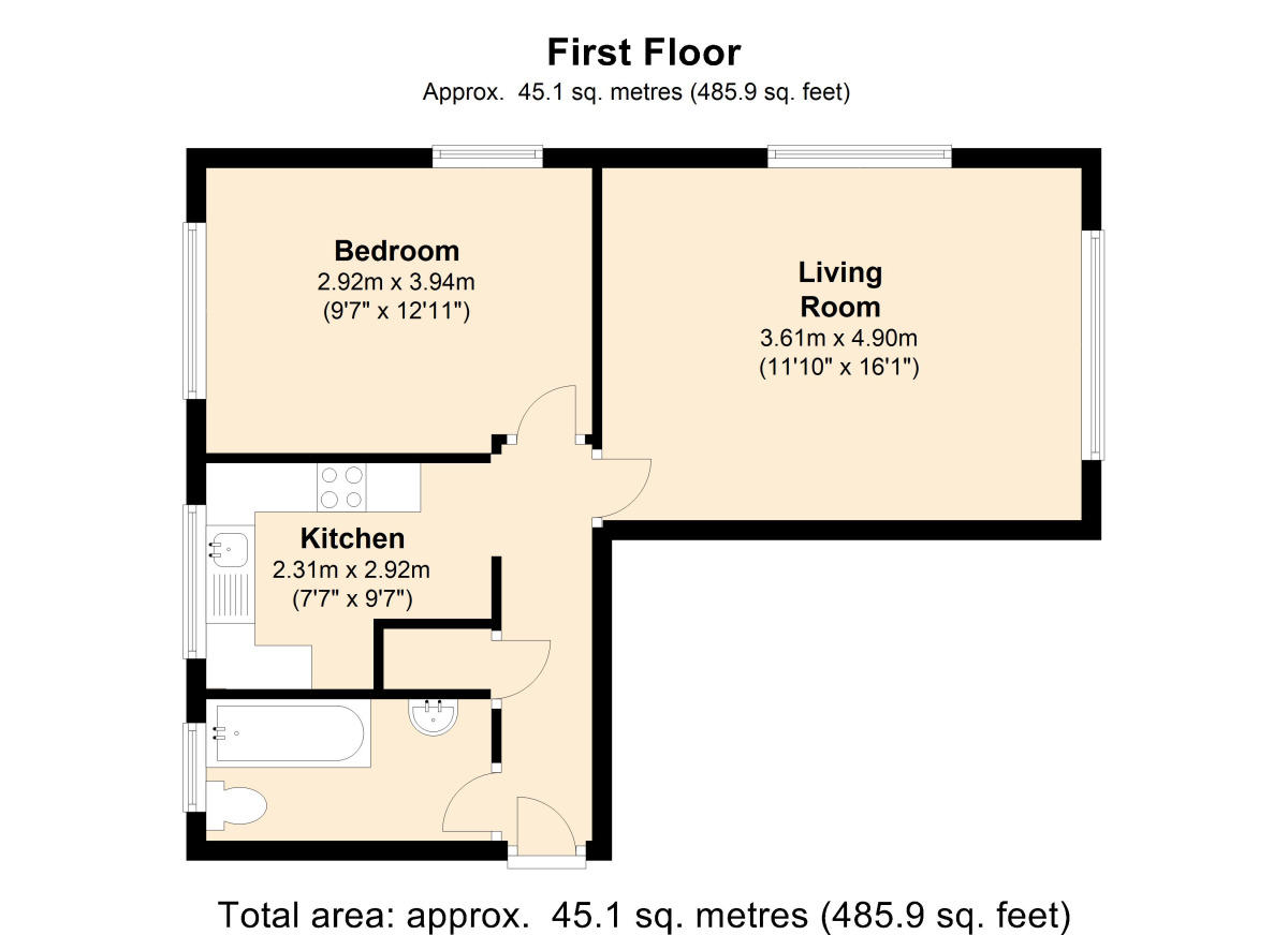 Floorplan of 1 bedroom  Flat to rent, 72 Bute Road, Wallington, Surrey, SM6
