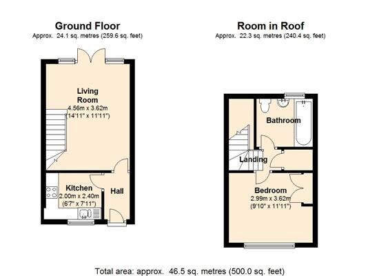 Floorplan of 1 bedroom Mid Terrace House to rent, Cobham Close, Wallington, SM6