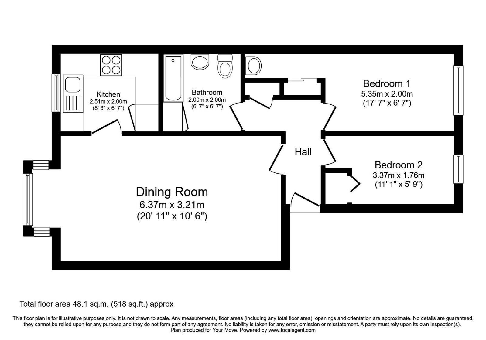 Floorplan of 2 bedroom  Flat to rent, Foxglove Way, Wallington, SM6