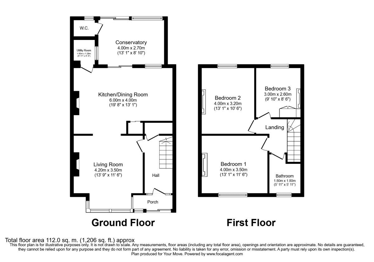 Floorplan of 3 bedroom Mid Terrace House for sale, Woodcote Road, Wallington, SM6