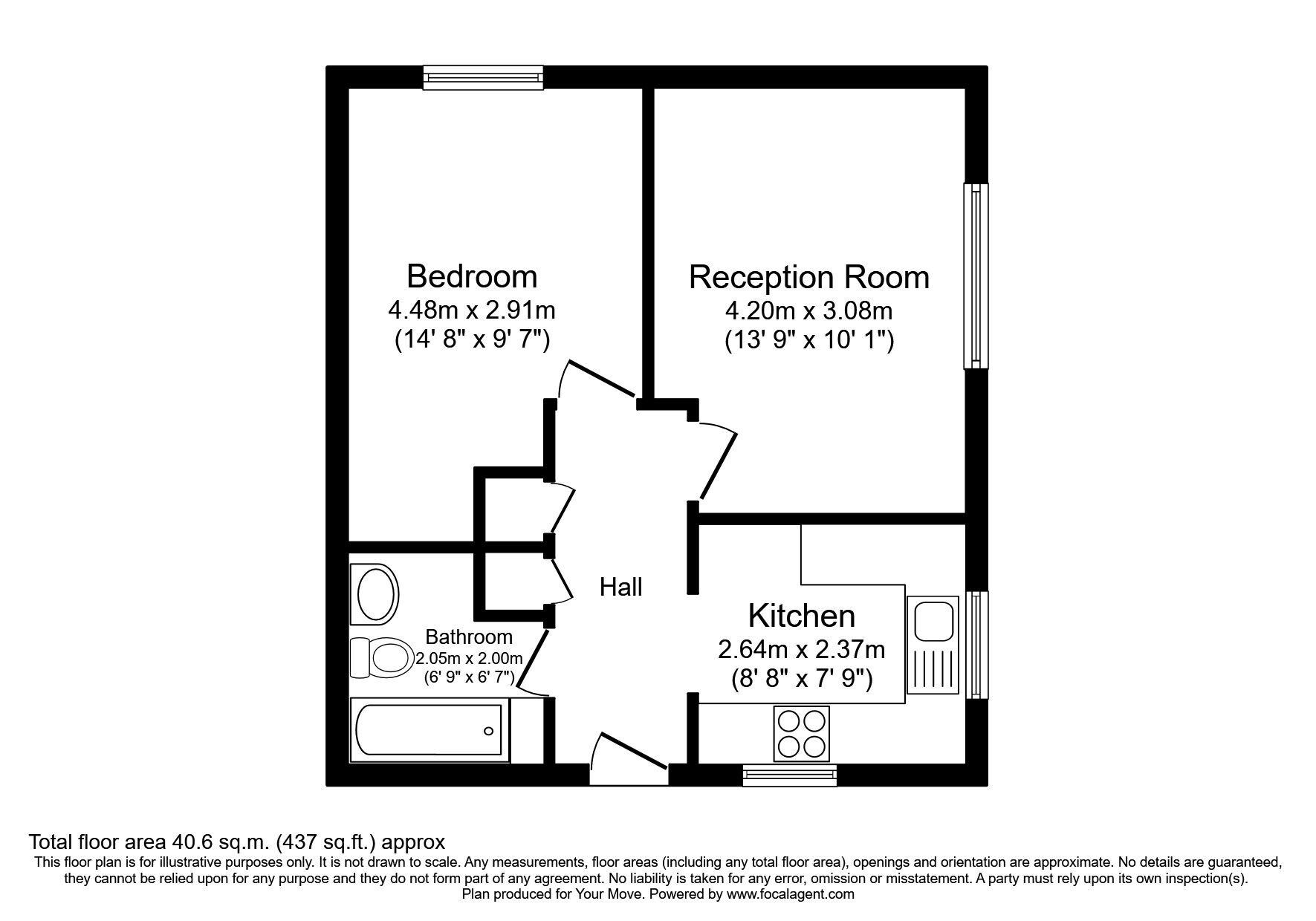Floorplan of 1 bedroom Flat to rent, Chiswick Close, Croydon, CR0