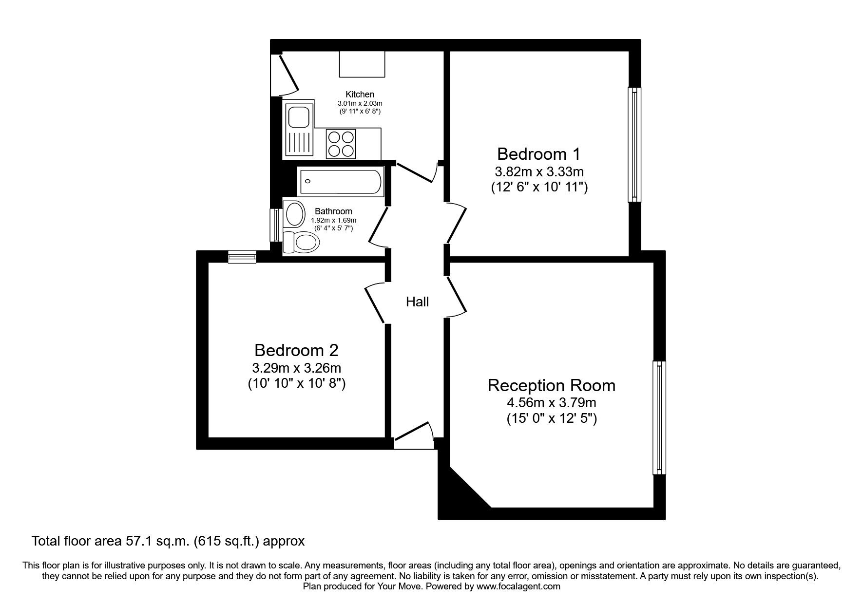 Floorplan of 2 bedroom  Flat to rent, Stafford Road, Wallington, SM6