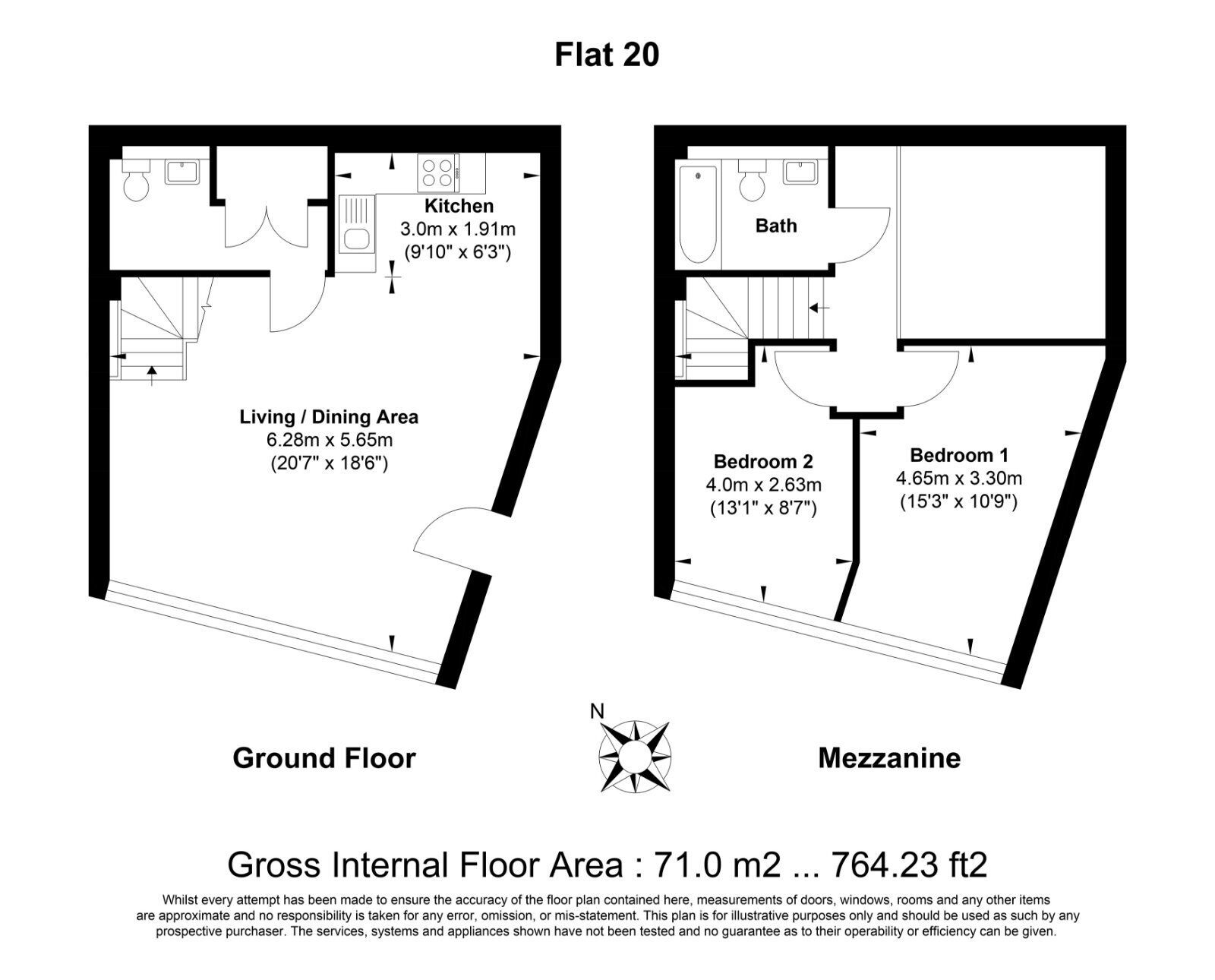 Floorplan of 2 bedroom  Flat for sale, Vulcan House, Restmor Way, Hackbridge, Wallington, SM6