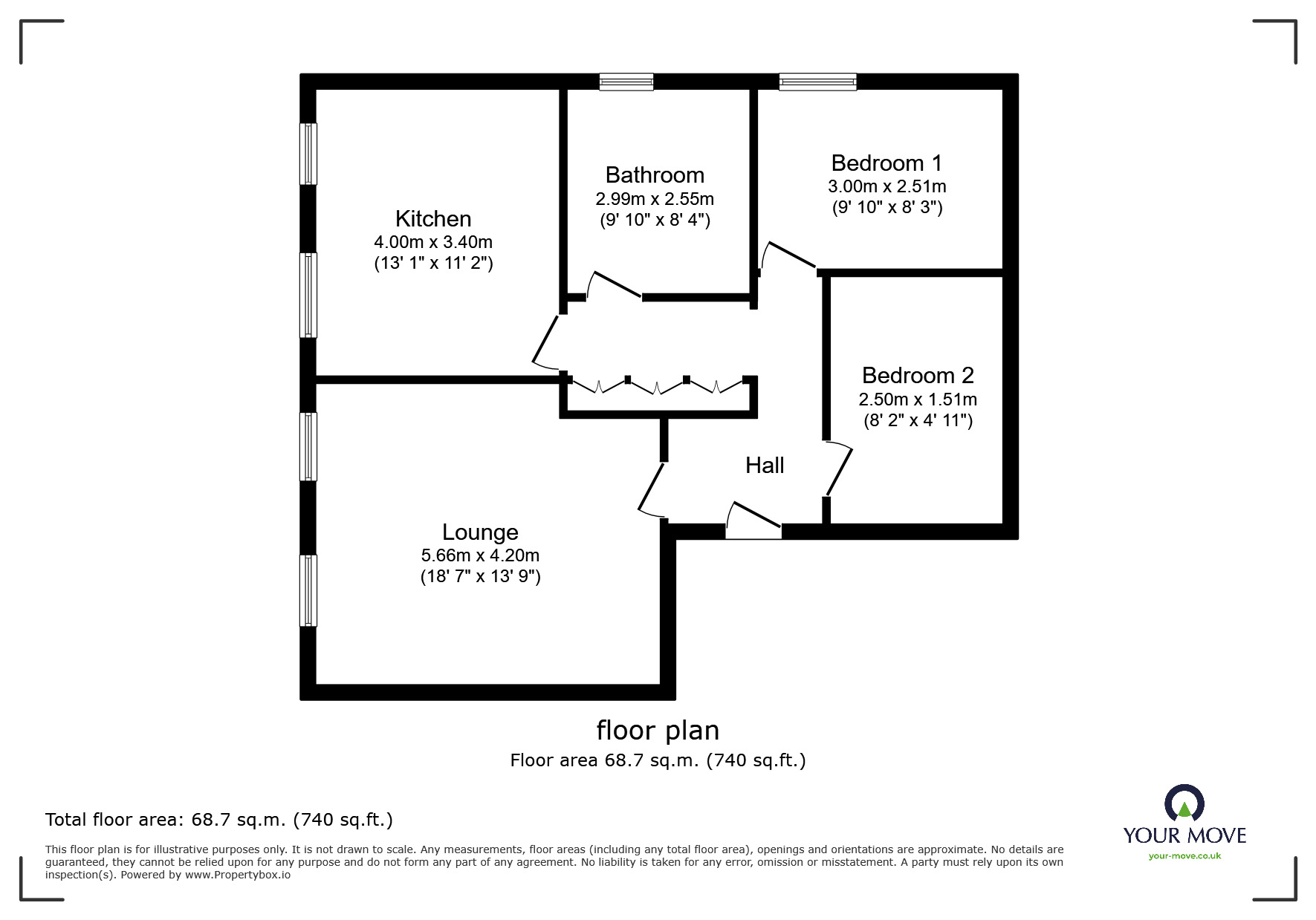 Floorplan of 2 bedroom  Flat for sale, Clarendon Road, Wallington, SM6