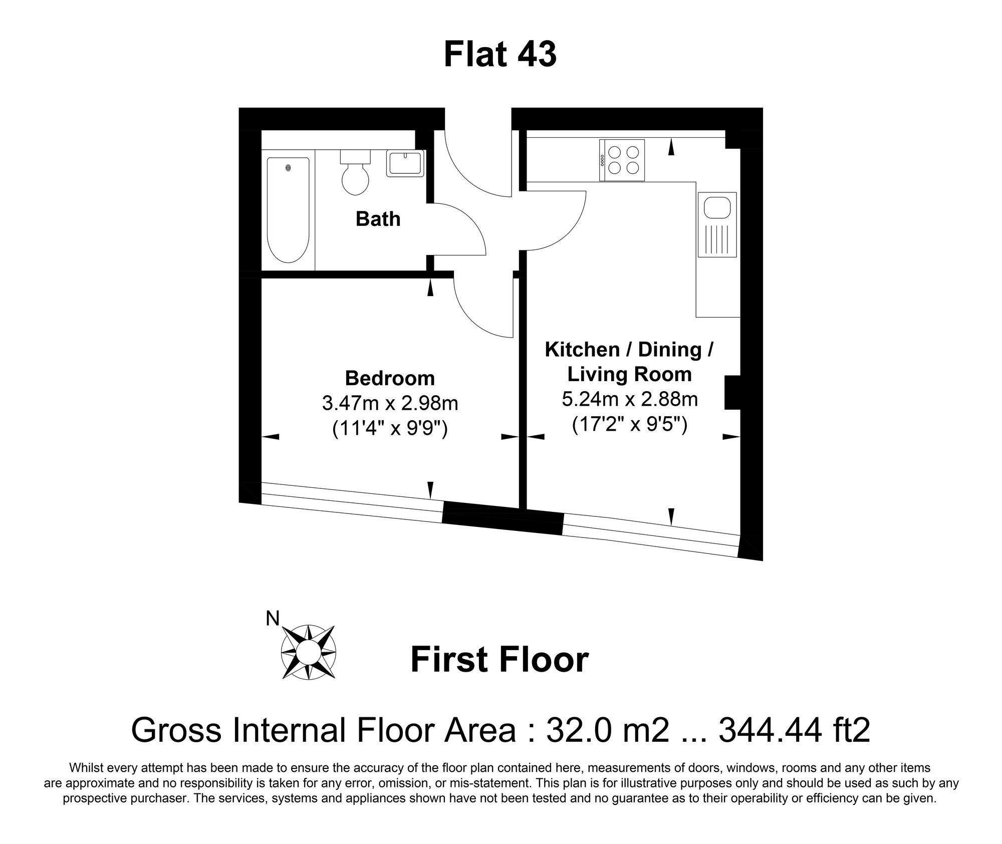 Floorplan of 1 bedroom  Flat for sale, Restmor Way, Wallington, SM6