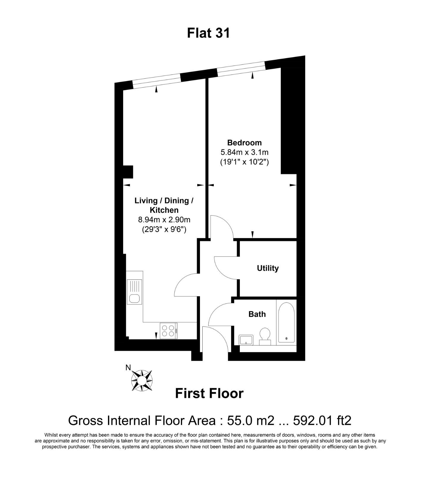 Floorplan of 1 bedroom  Flat for sale, Restmor Way, Wallington, SM6