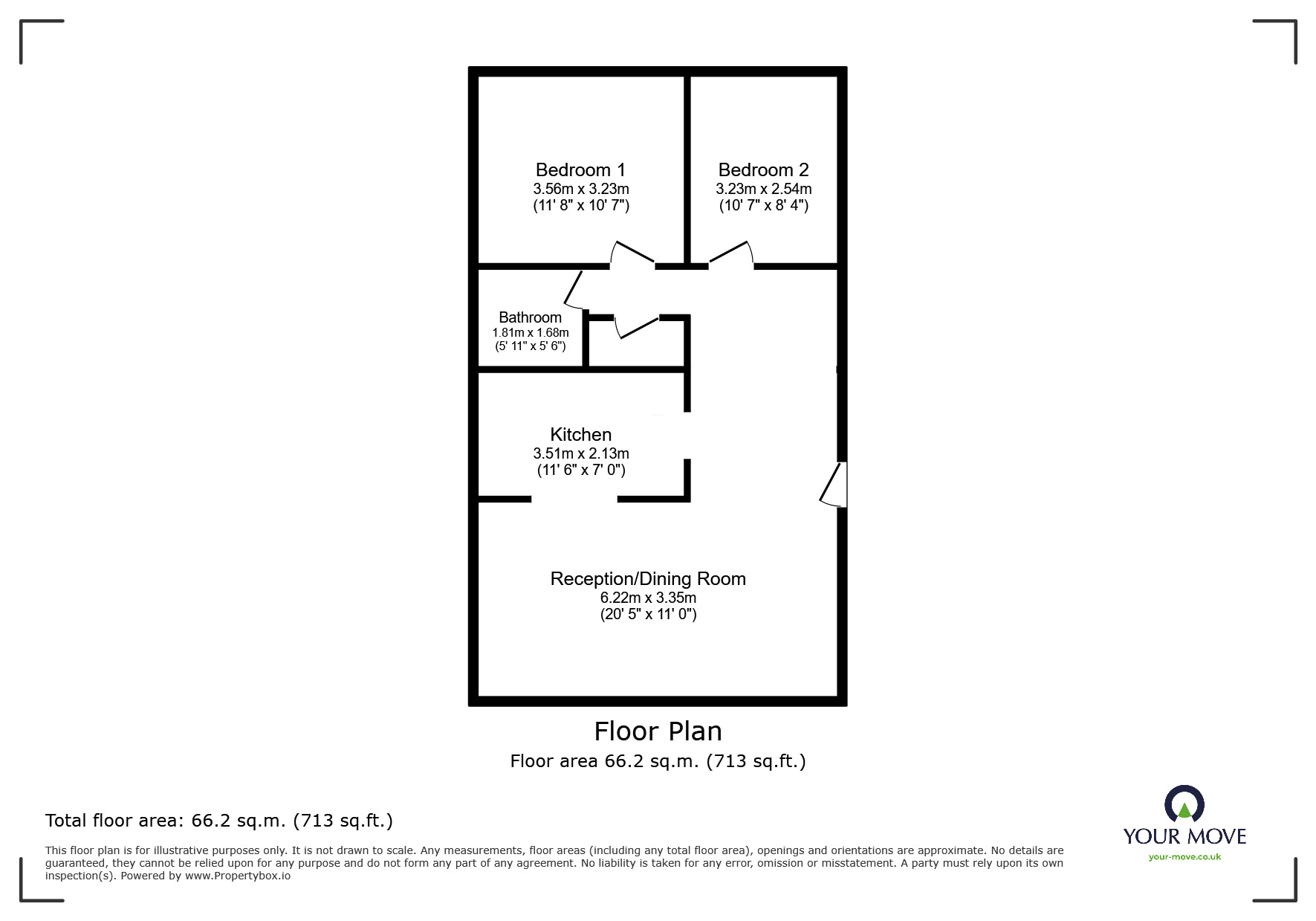 Floorplan of 2 bedroom  Flat for sale, Woodcote Road, Wallington, SM6