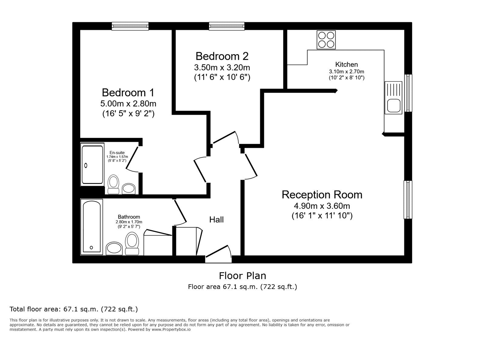 Floorplan of 2 bedroom Flat for sale, Hengist Way, Wallington, SM6