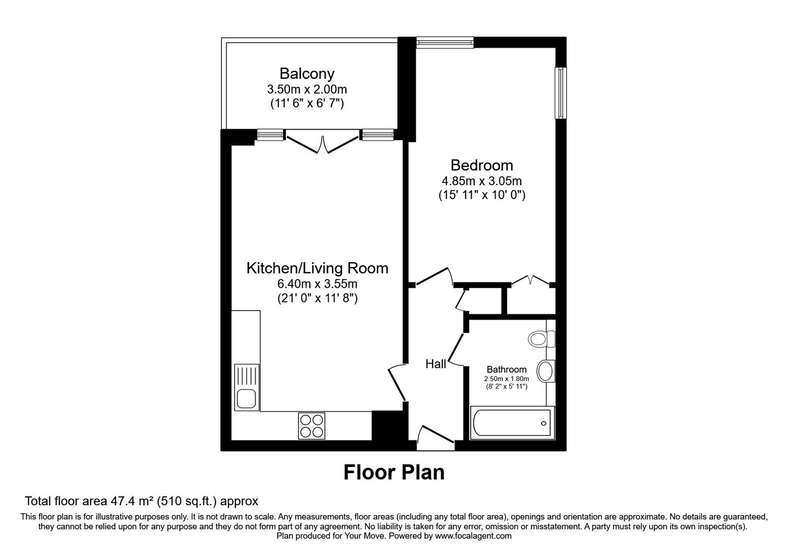 Floorplan of 1 bedroom Flat for sale, Mollison Drive, Wallington, SM6