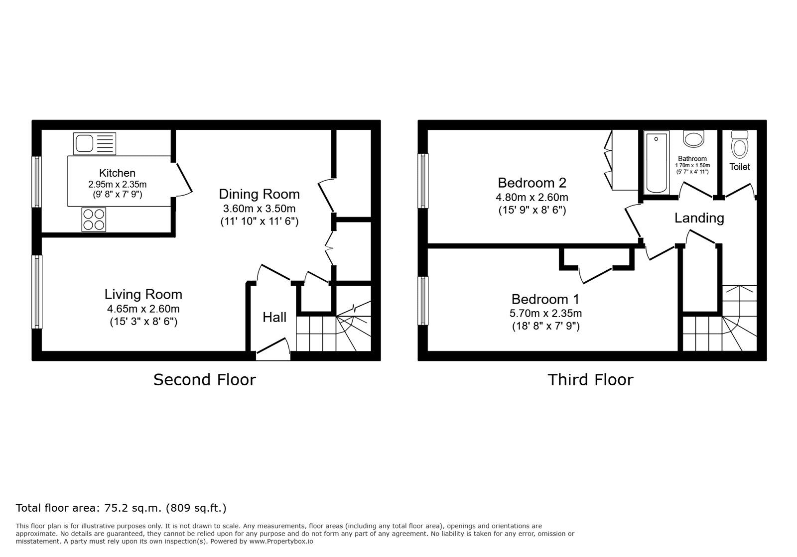 Floorplan of 2 bedroom Flat for sale, Marchmont Road, Wallington, SM6
