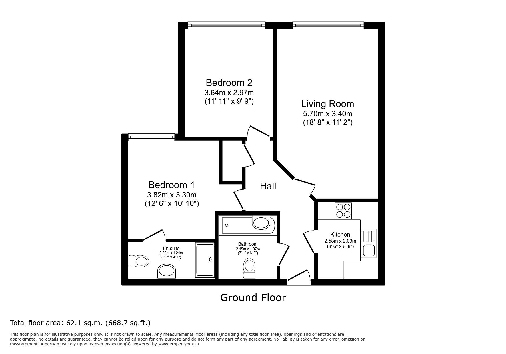 Floorplan of 2 bedroom Flat for sale, Woodcote Road, Wallington, Sutton, SM6