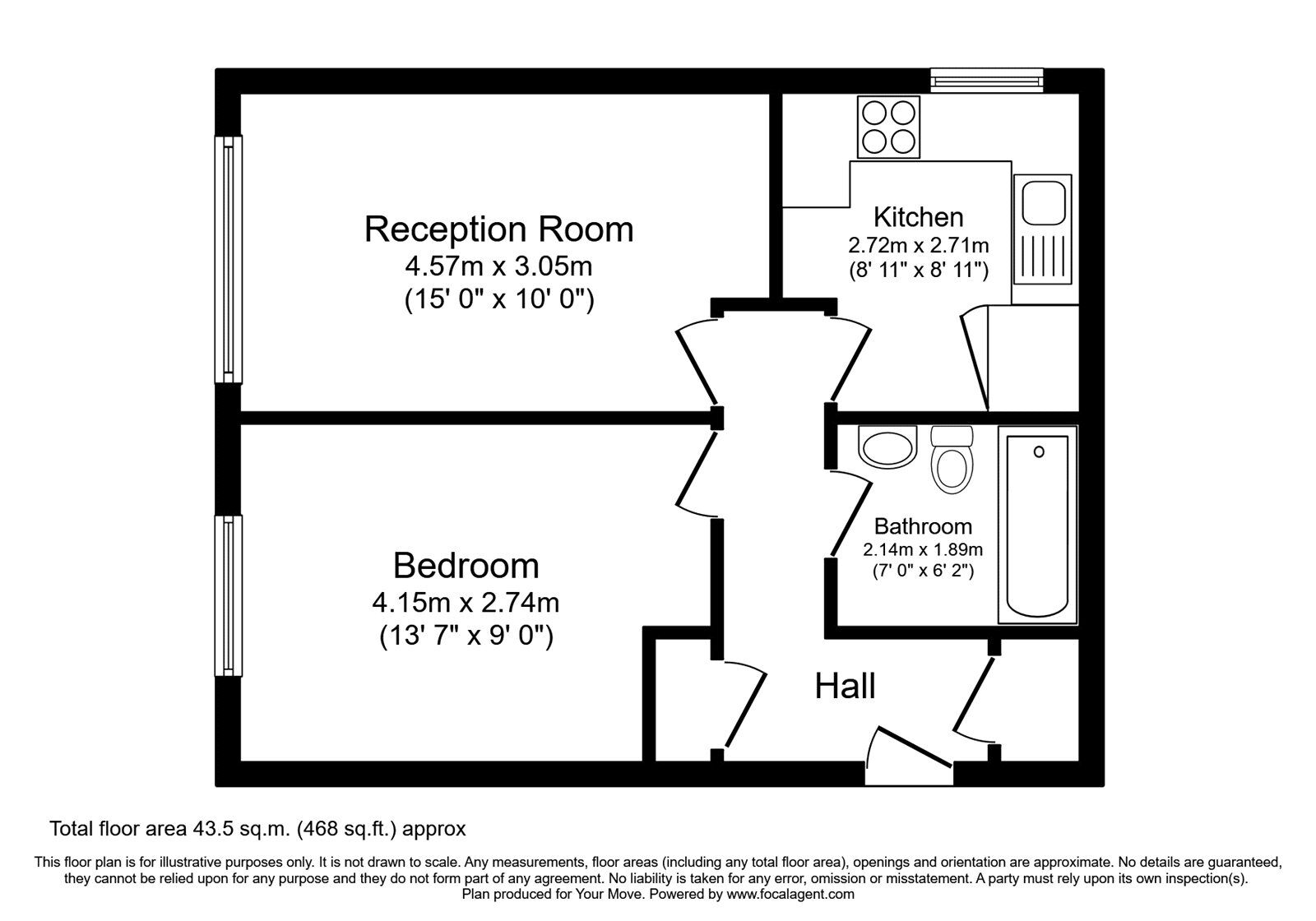 Floorplan of 1 bedroom Flat for sale, Brambledown Road, Wallington, SM6