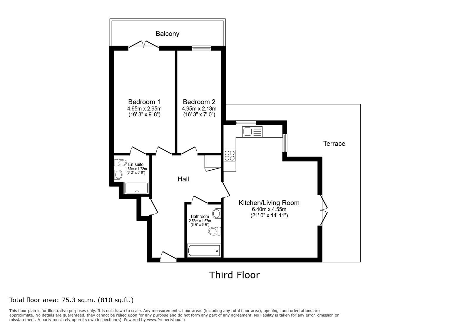 Floorplan of 2 bedroom Flat for sale, Woodcote Road, Wallington, SM6
