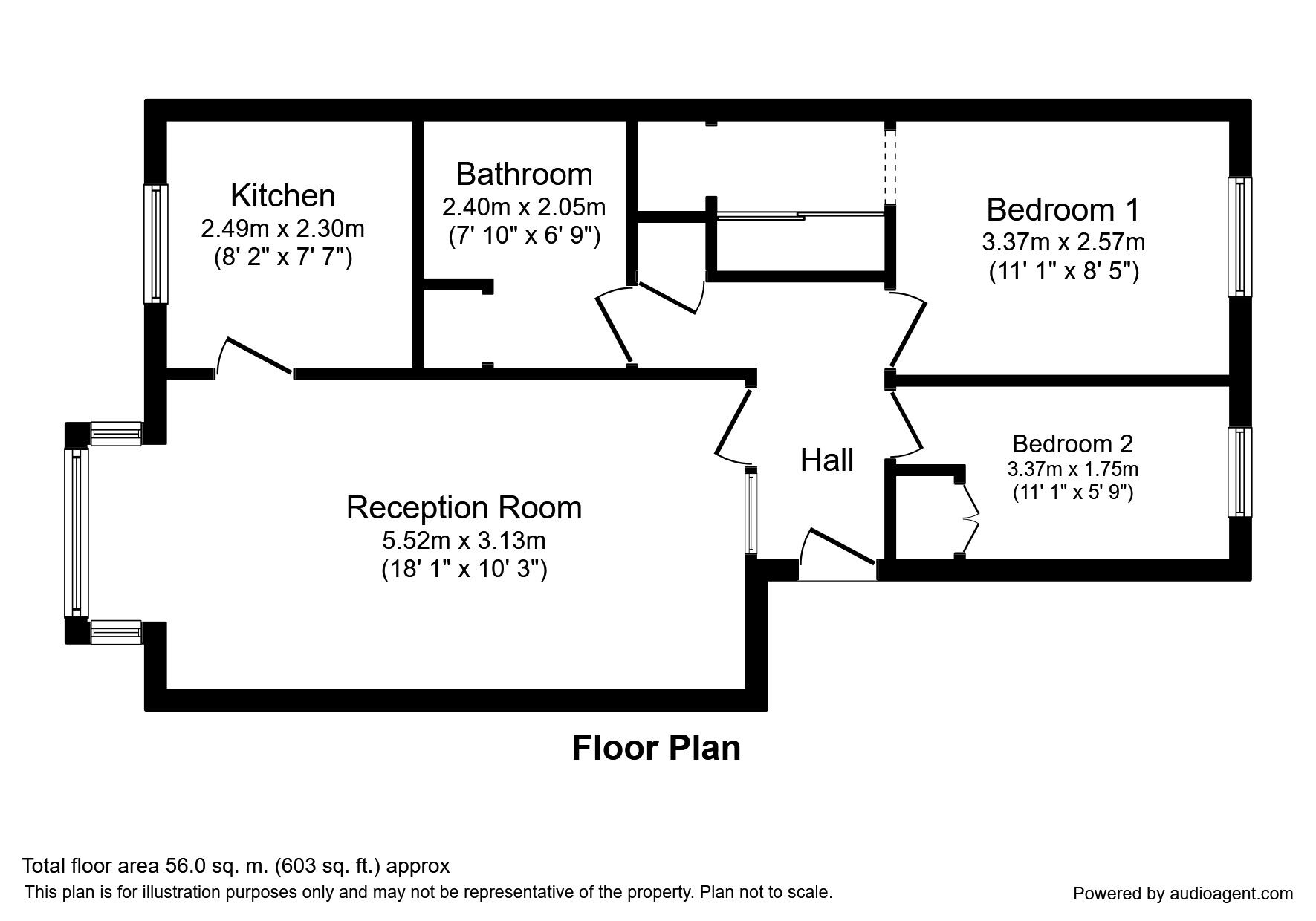 Floorplan of 2 bedroom Flat to rent, Foxglove Way, Wallington, Surrey, SM6
