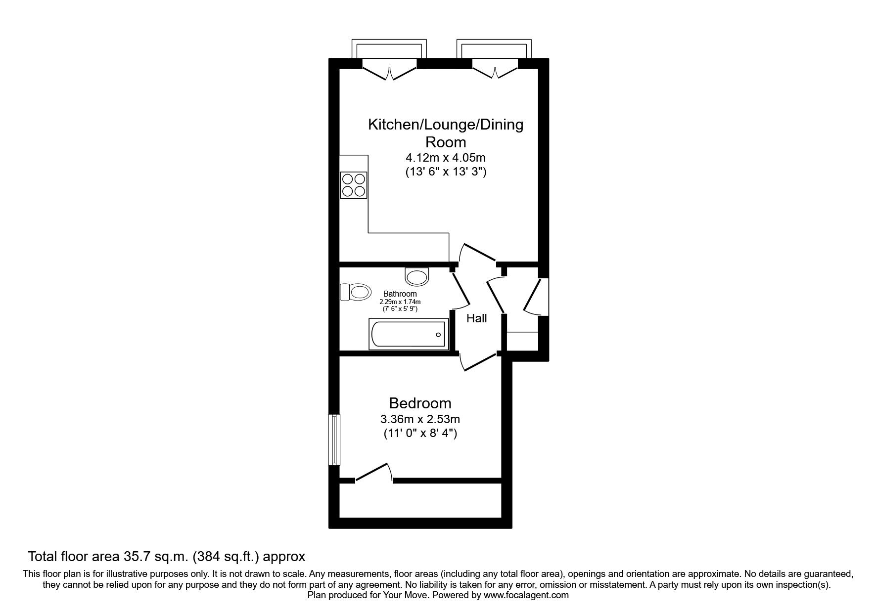 Floorplan of 1 bedroom Flat to rent, Flat 3 Louise Court 256 London Road, Waterlooville, Hampshire, PO7