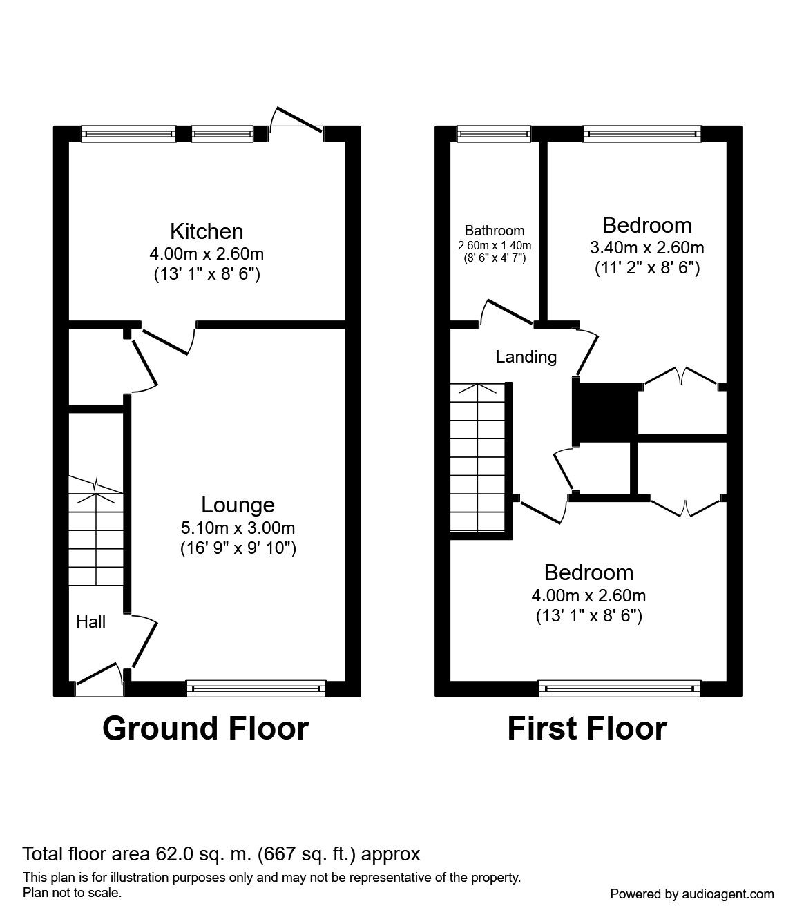 Floorplan of 2 bedroom  House to rent, Crystal Way, Waterlooville, Hampshire, PO7