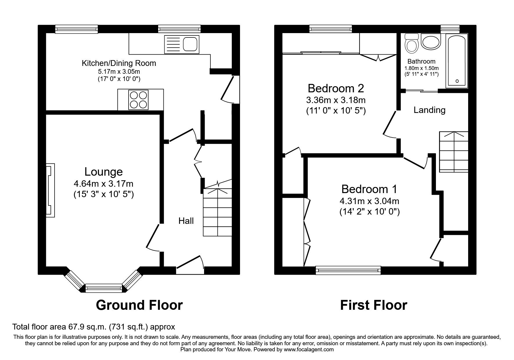 Floorplan of 2 bedroom Semi Detached House to rent, Shelley Avenue, Portsmouth, PO6