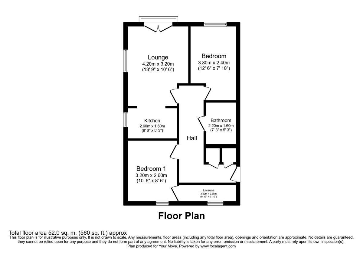 Floorplan of 2 bedroom  Flat to rent, Billys Copse, Havant, Hampshire, PO9