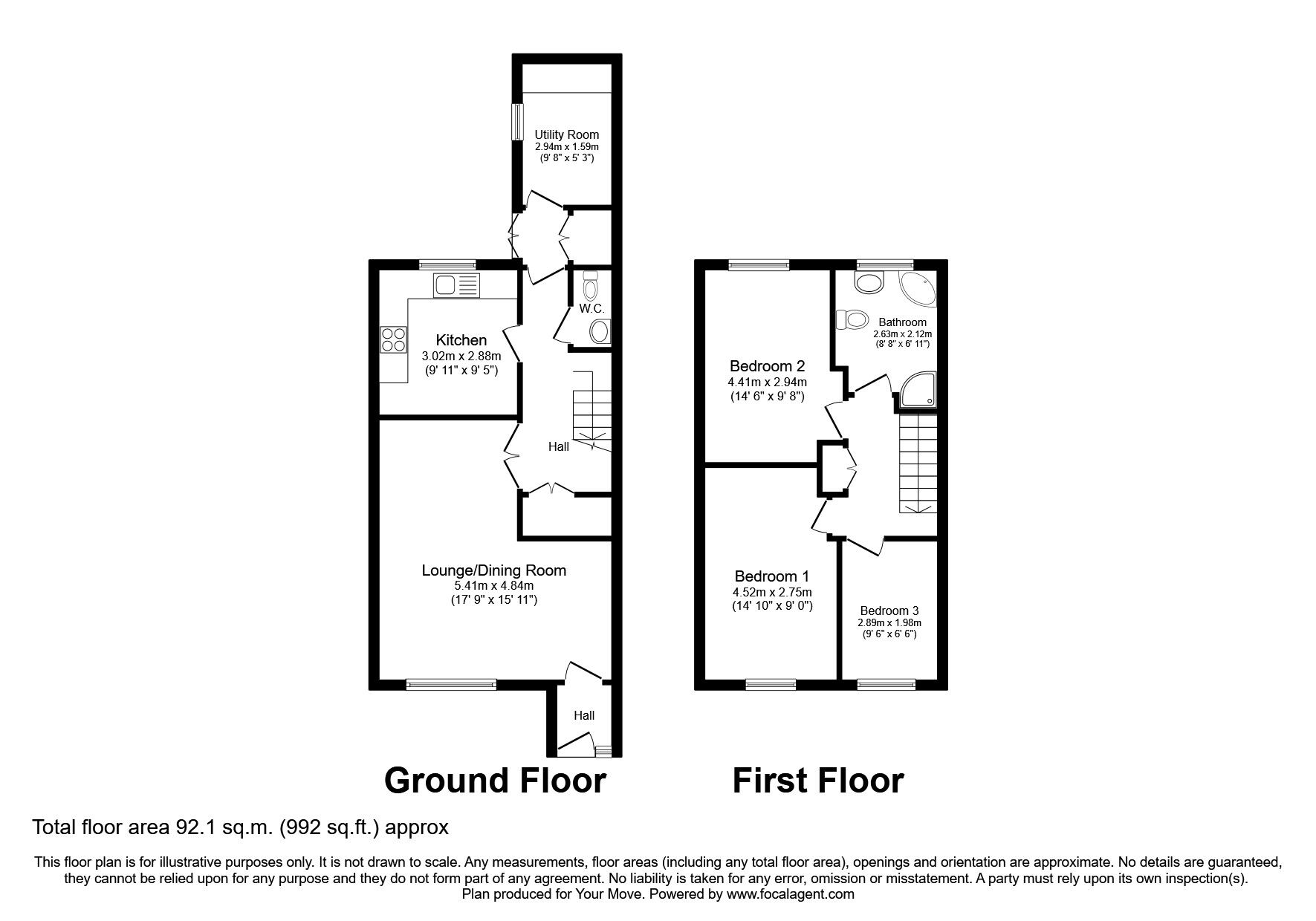Floorplan of 3 bedroom Mid Terrace House to rent, Field Way, Denmead, Hampshire, PO7