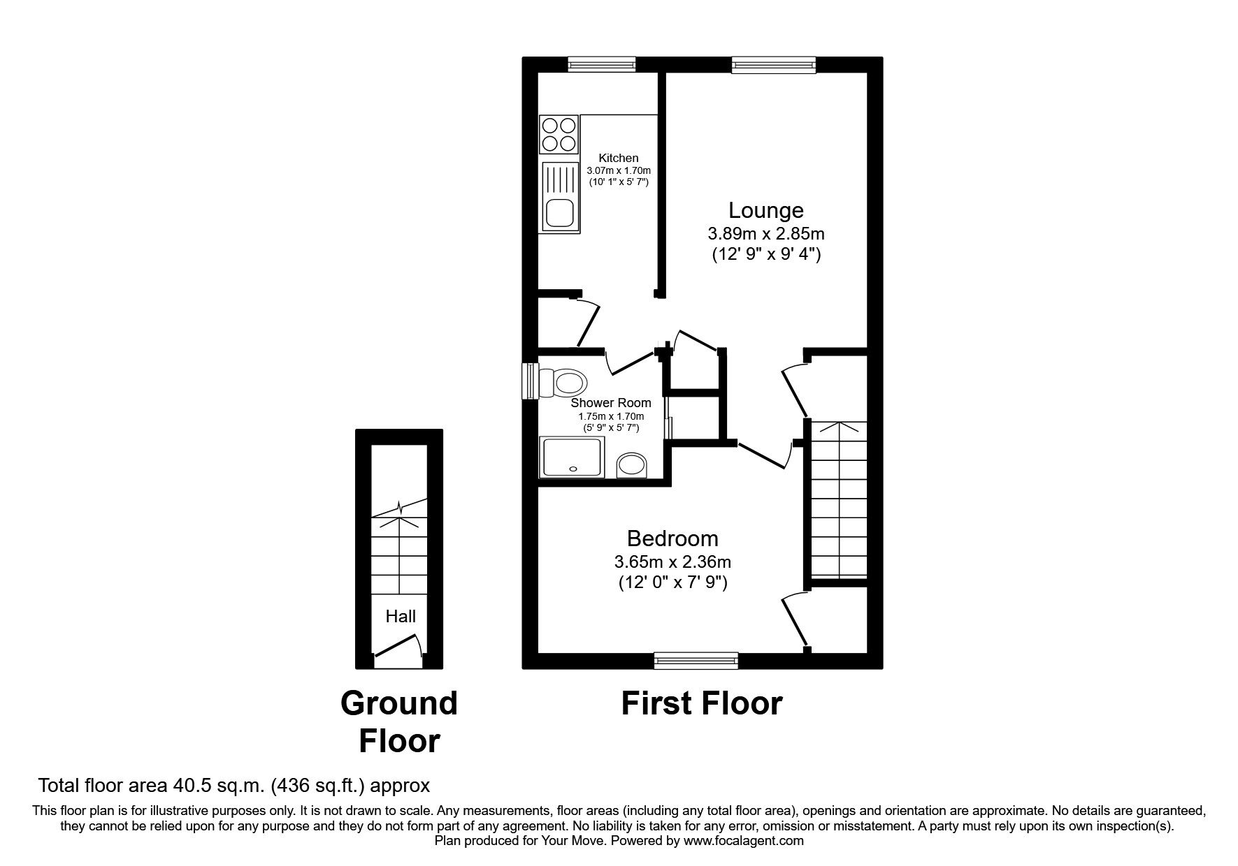 Floorplan of 1 bedroom Flat to rent, Spruce Avenue, Waterlooville, Hampshire, PO7