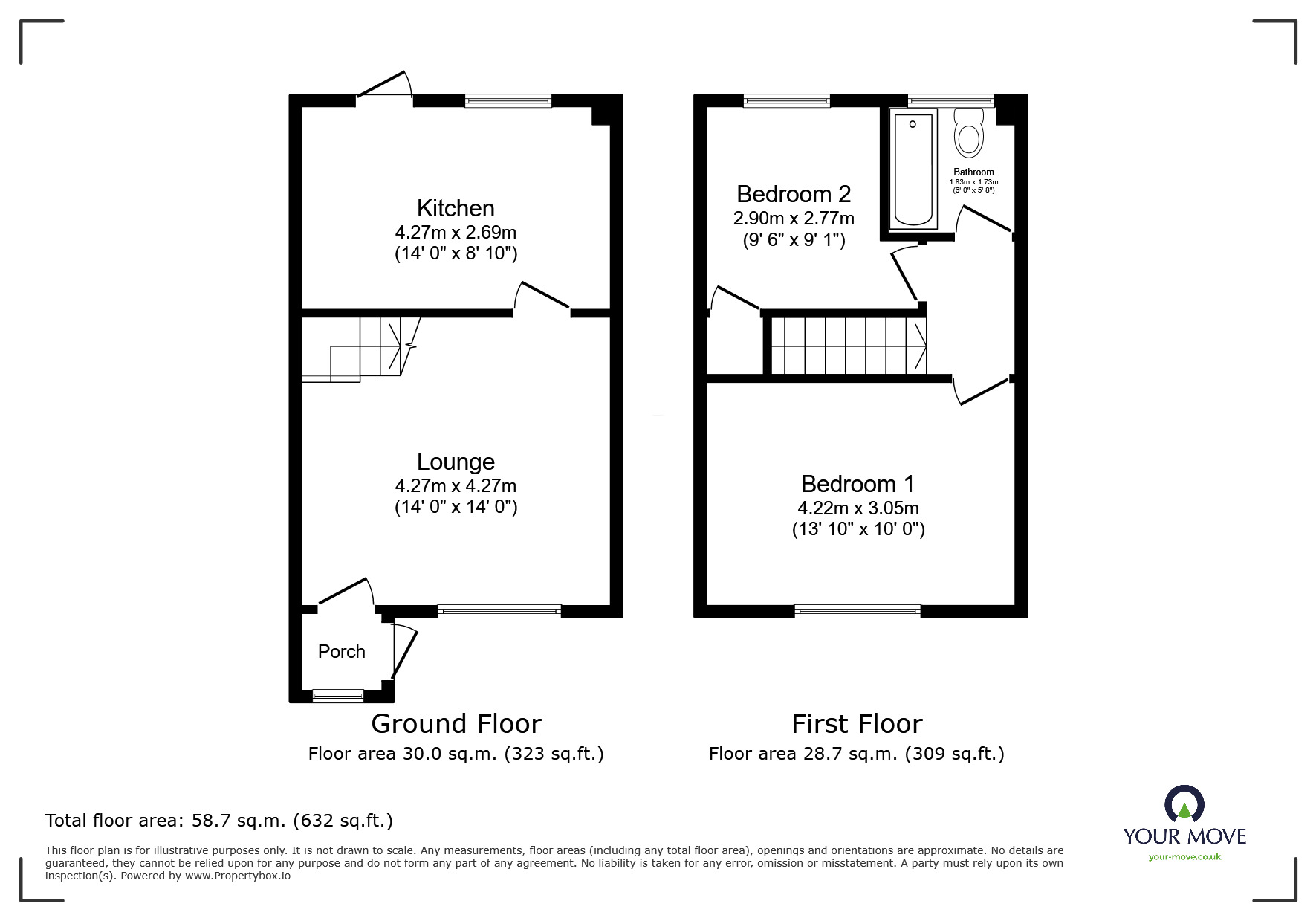 Floorplan of 2 bedroom Mid Terrace House for sale, Lime Grove, Portsmouth, PO6