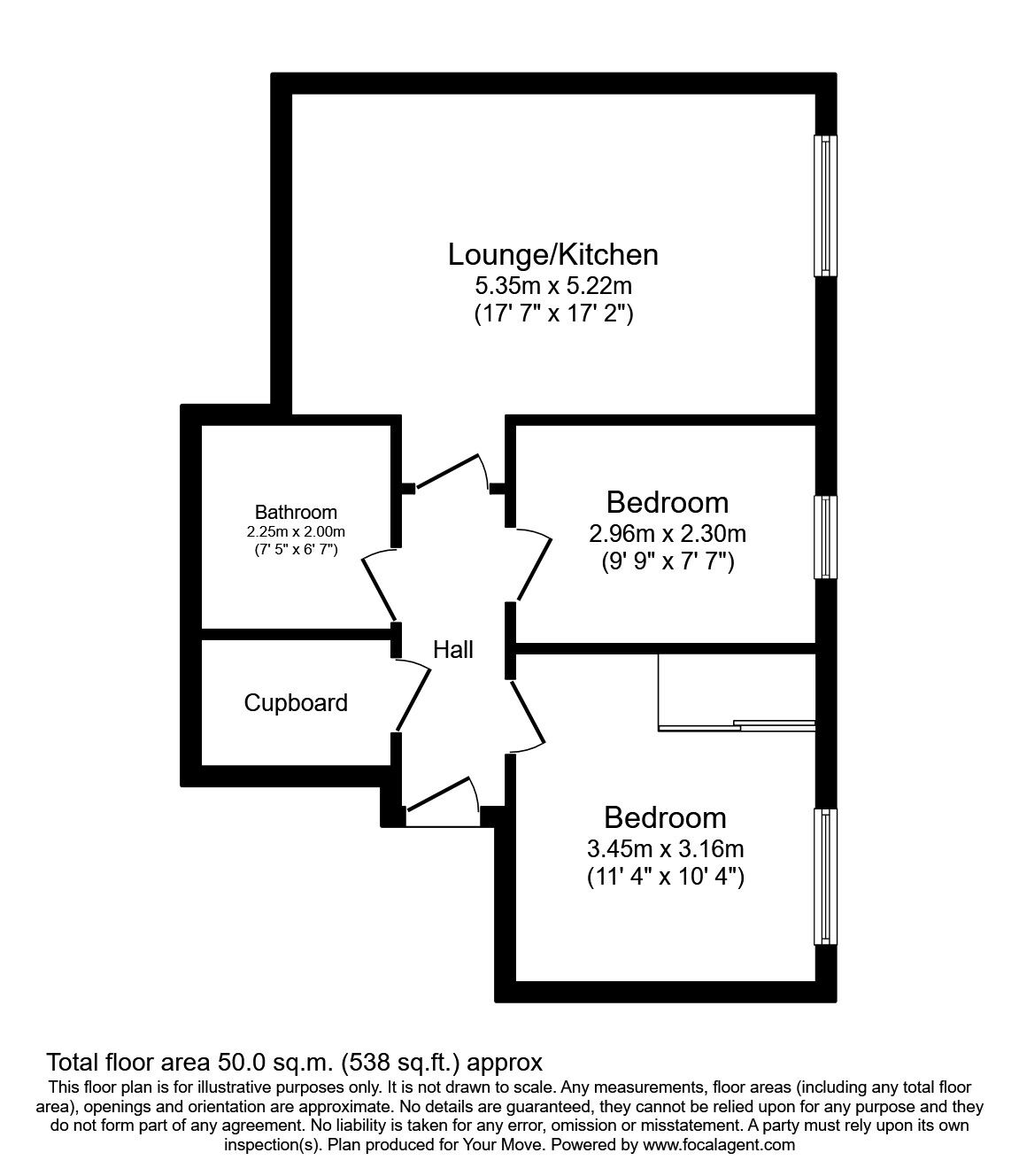 Floorplan of 2 bedroom  Flat to rent, Gunwharf Quays, Portsmouth, Hampshire, PO1