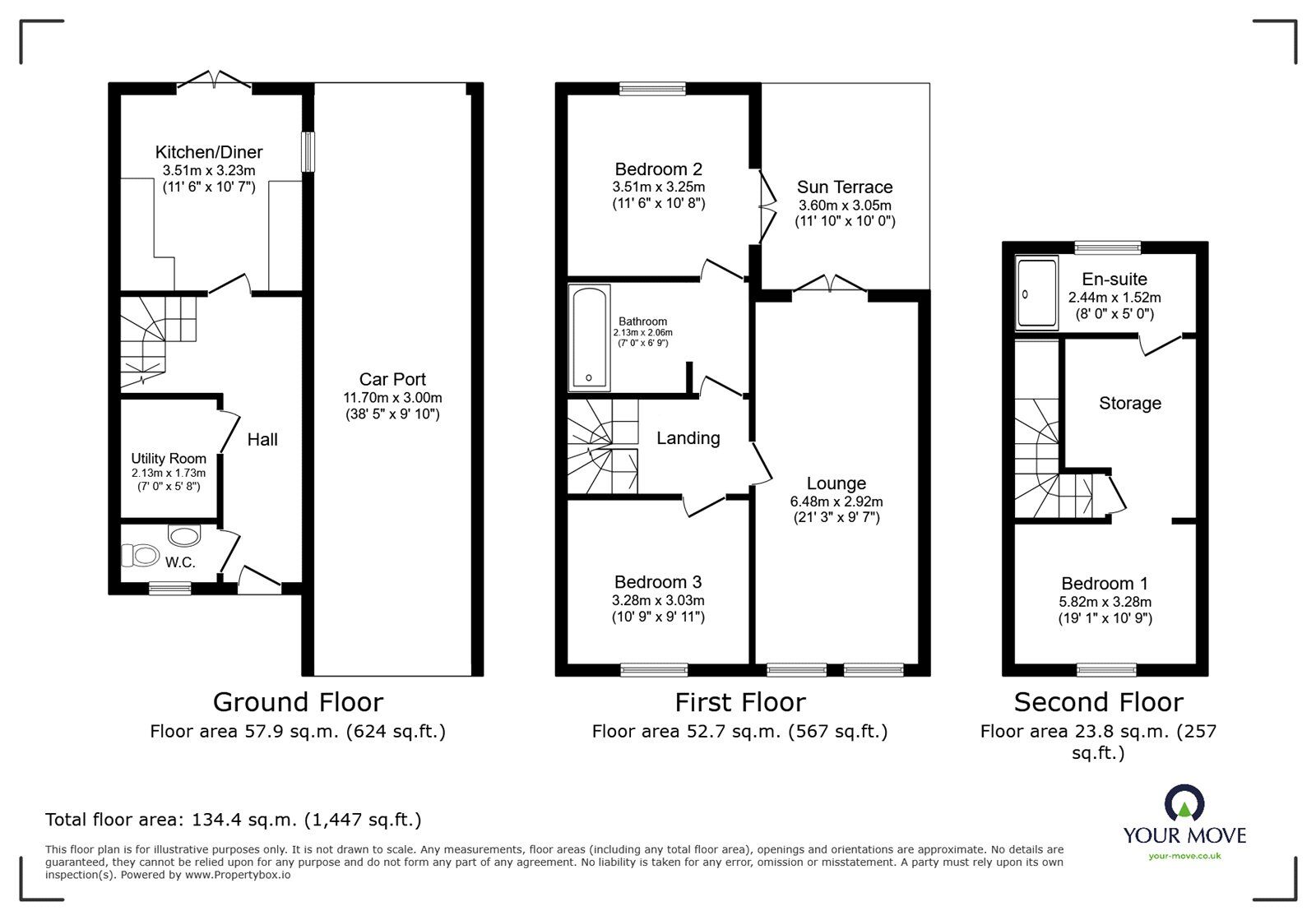 Floorplan of 3 bedroom Mid Terrace House for sale, Brunel Way, Havant, Hampshire, PO9