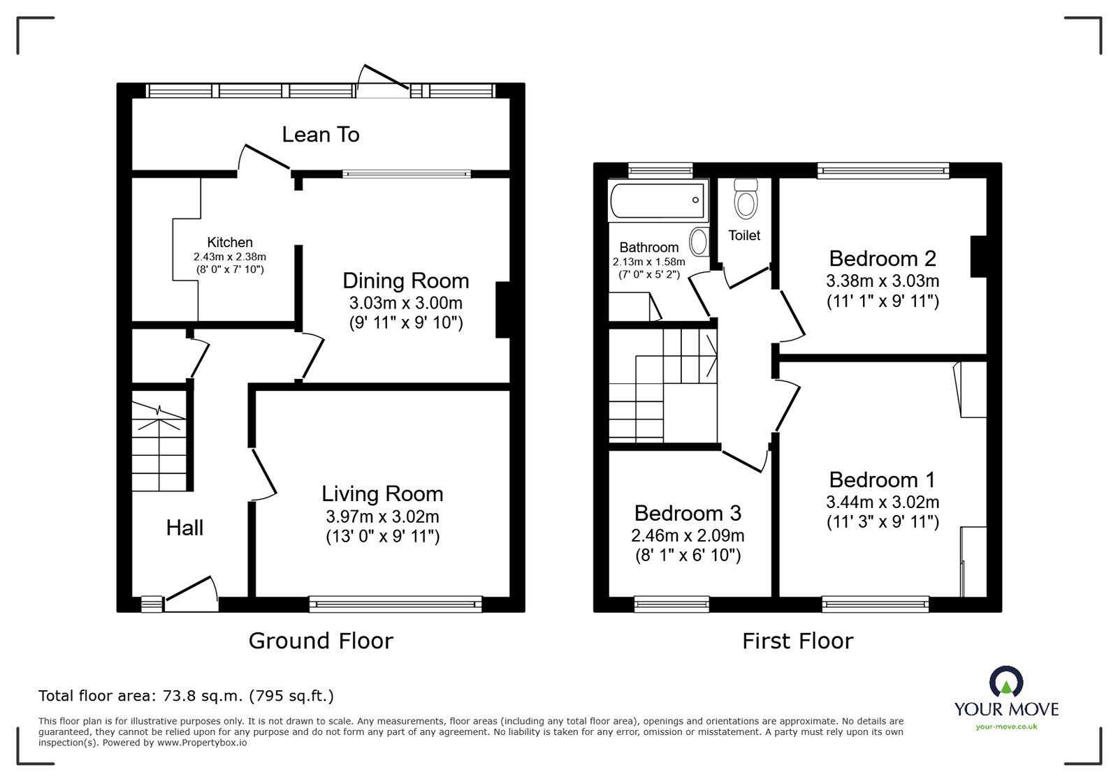 Floorplan of 3 bedroom End Terrace House for sale, Longfield Avenue, Fareham, PO14