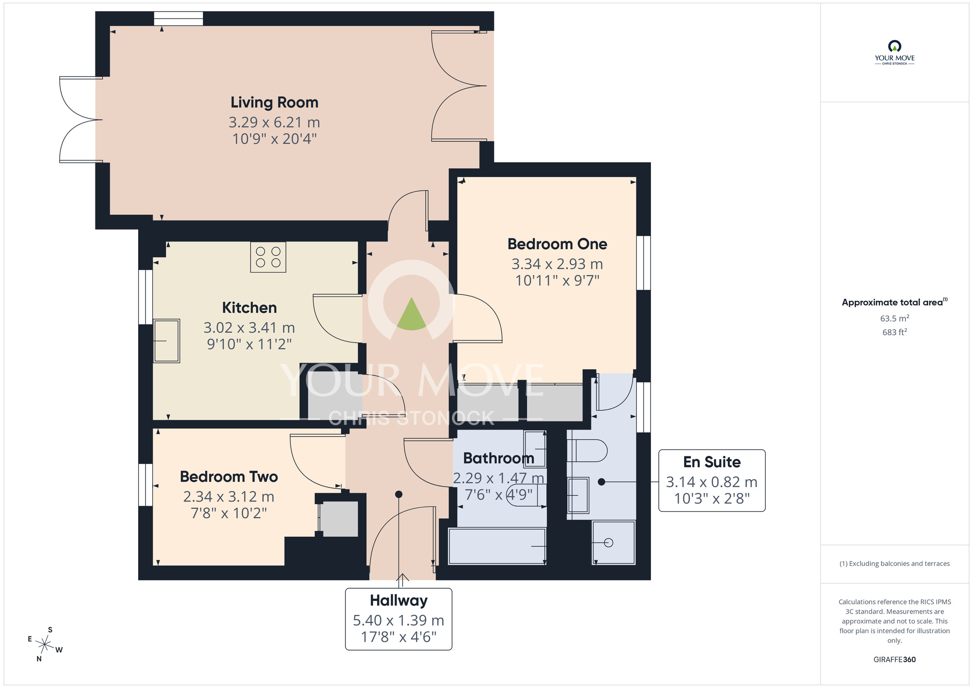 Floorplan of 2 bedroom Flat to rent, Knightsbridge Court, Gosforth, Newcastle Upon Tyne, NE3