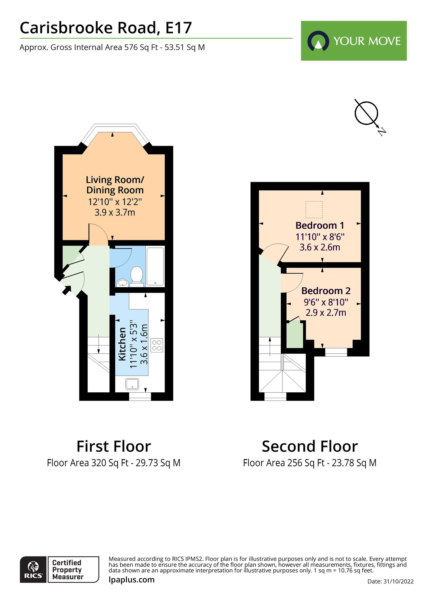 Floorplan of 2 bedroom Flat to rent, Carisbrooke Road, Walthamstow, E17