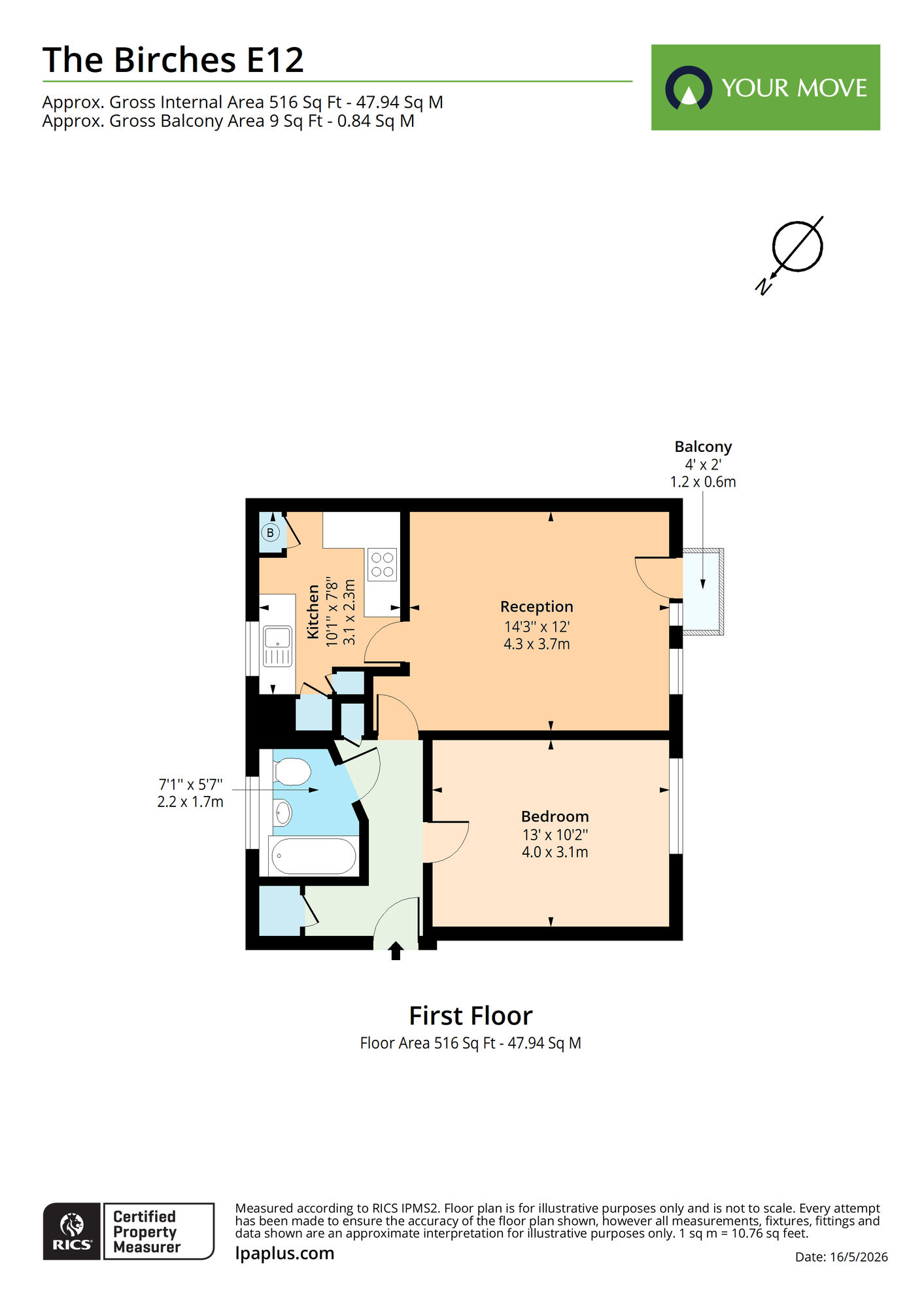 Floorplan of 1 bedroom Flat for sale, The Birches, Station Road, London, E12