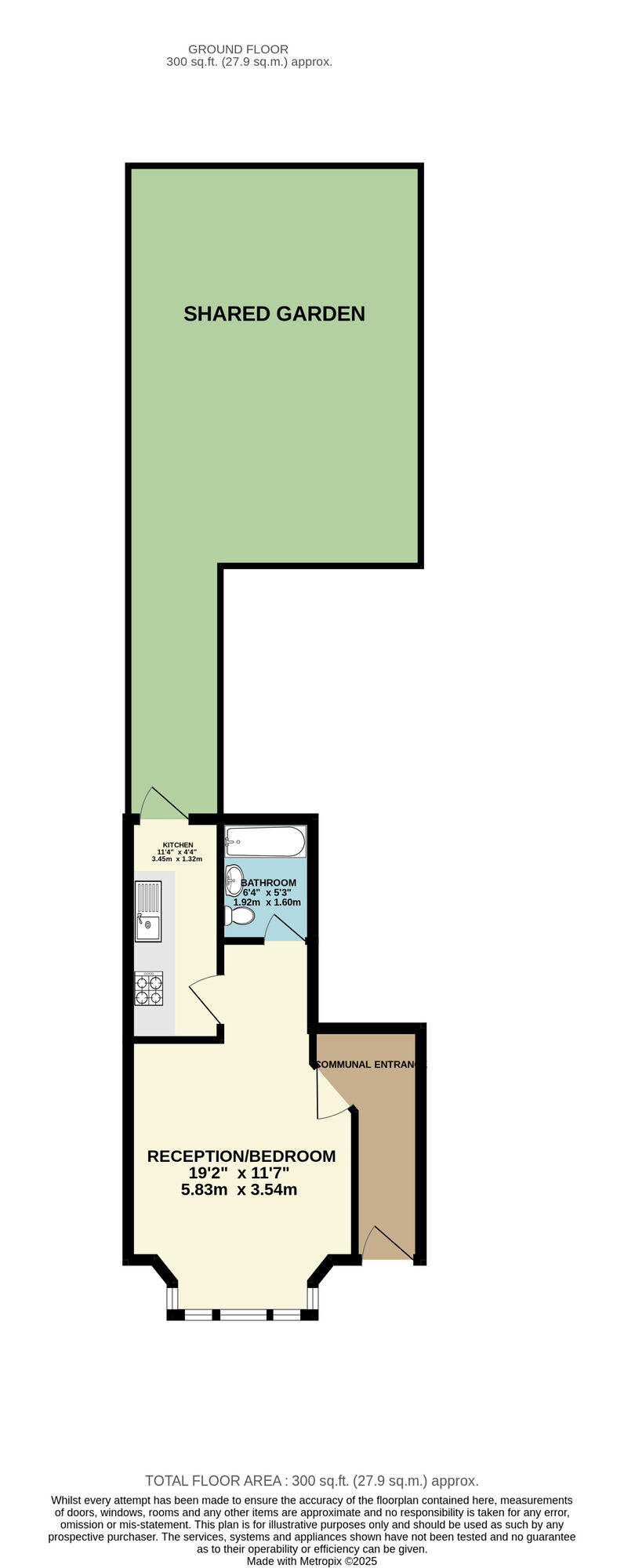 Floorplan of End Terrace Flat for sale, Cleveland Park Avenue, Walthamstow, E17