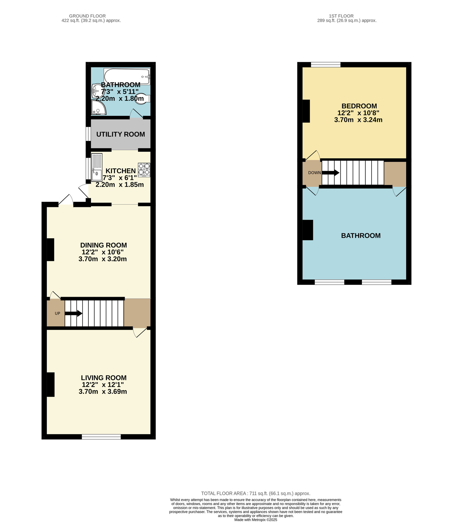 Floorplan of 2 bedroom Mid Terrace House to rent, Cumberland Road, Wood Green, London, N22