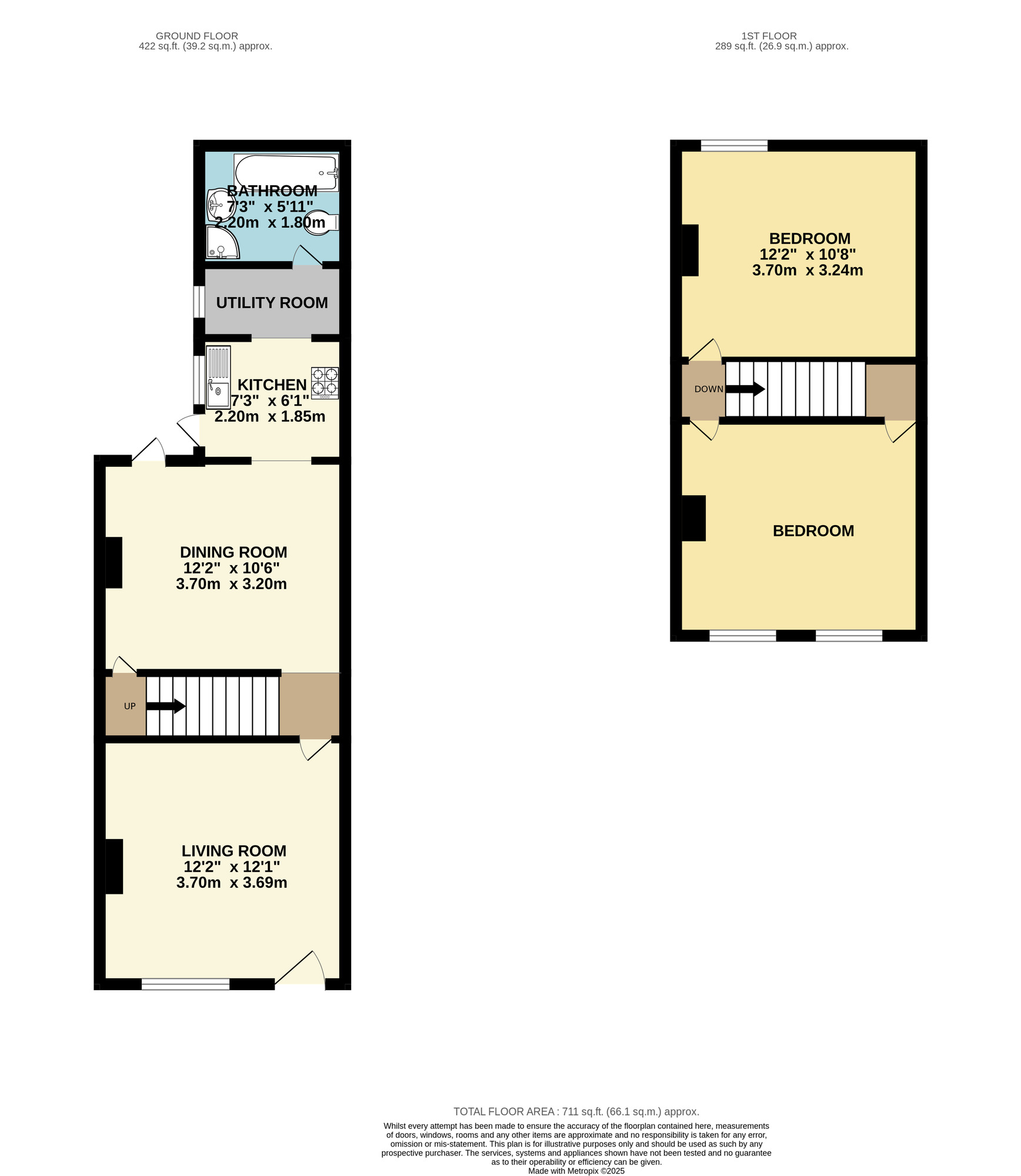 Floorplan of 2 bedroom Mid Terrace House to rent, Cumberland Road, Wood Green, London, N22