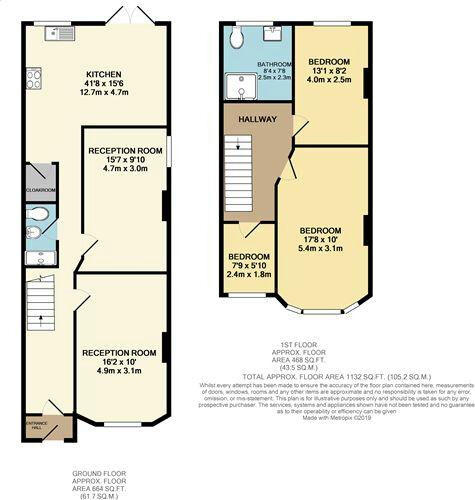 Floorplan of 3 bedroom End Terrace House for sale, Hampton Road, Chingford, E4