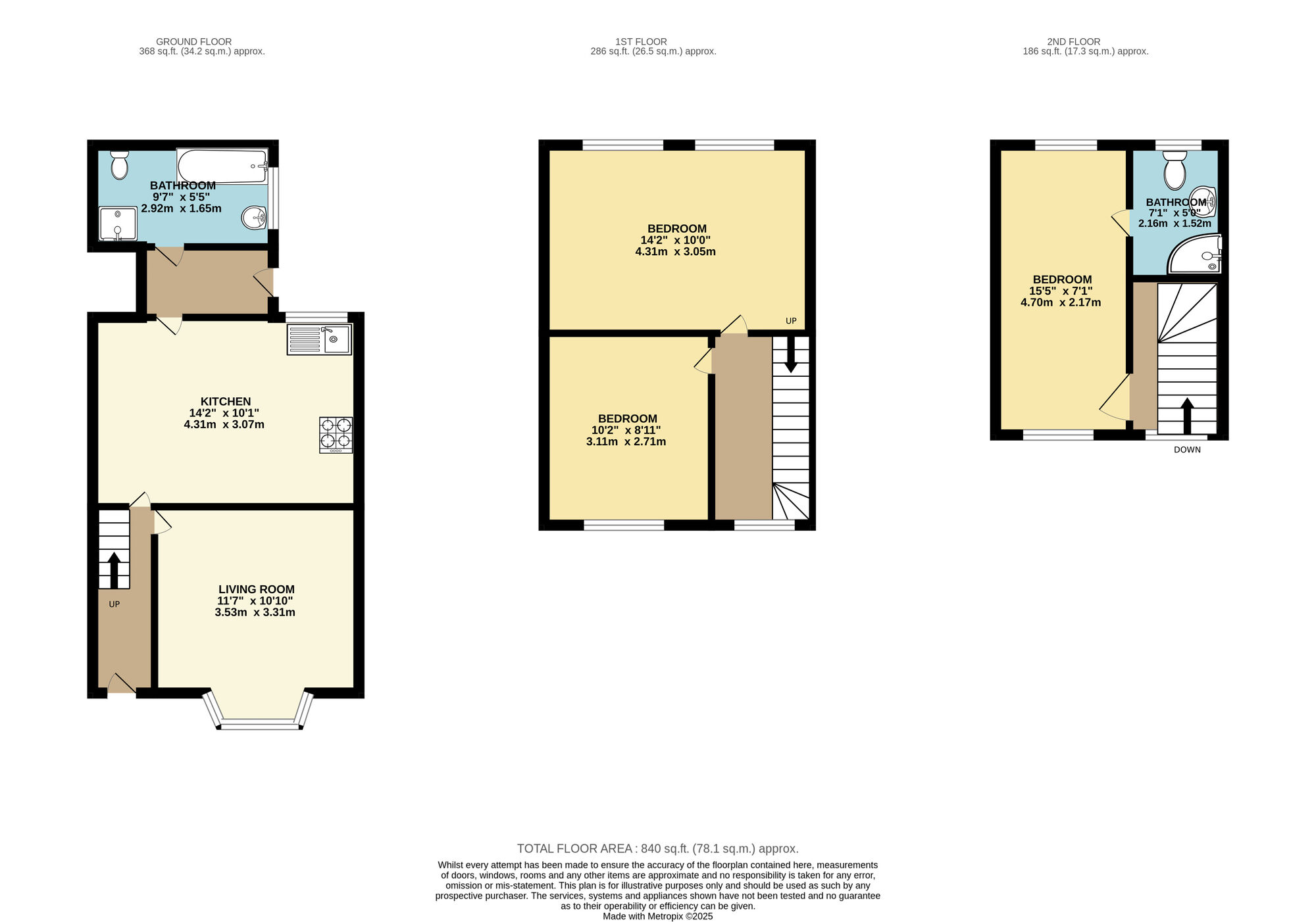 Floorplan of 3 bedroom Mid Terrace House to rent, Horace Road, Forest Gate, E7