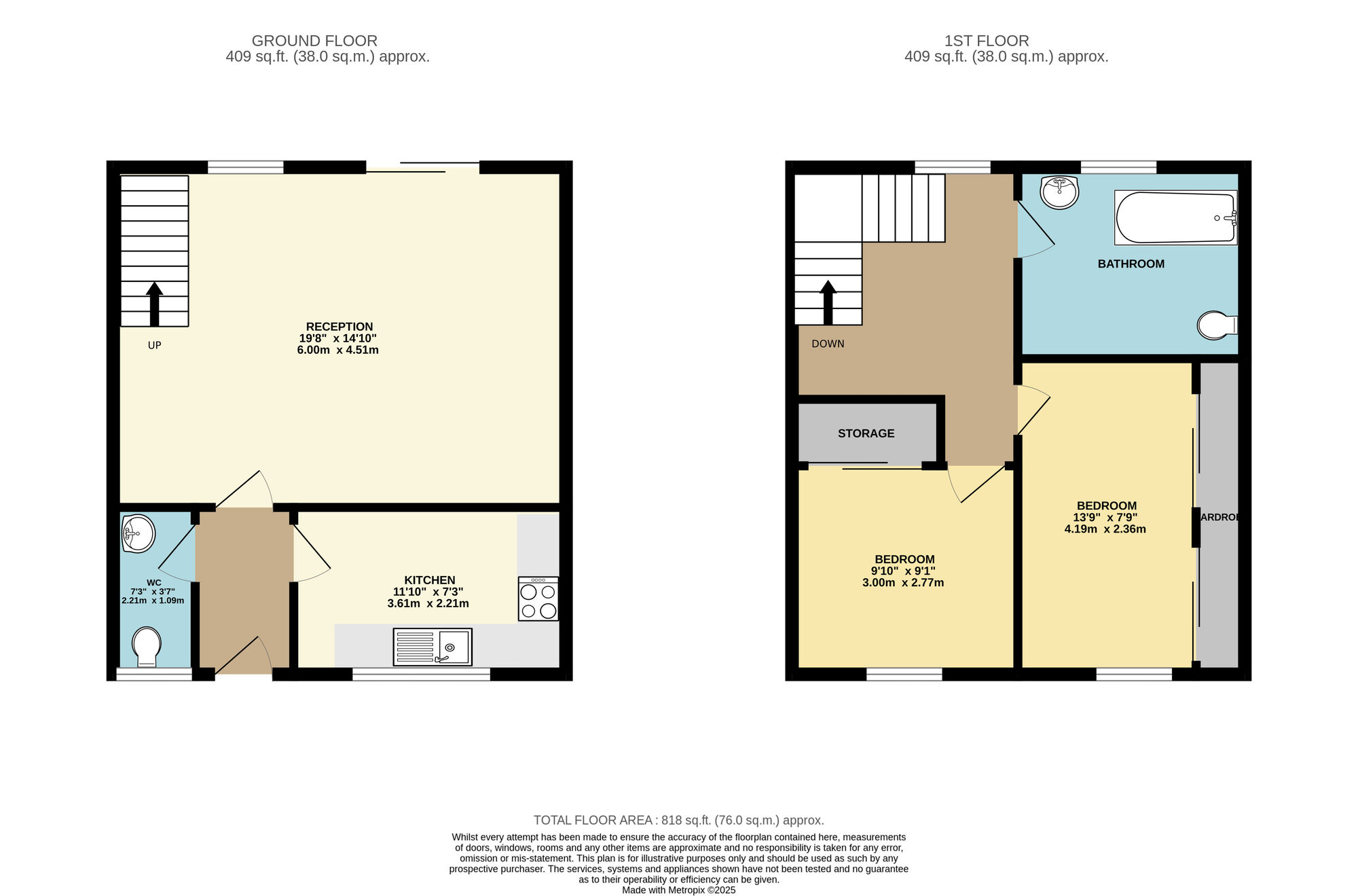 Floorplan of 2 bedroom End Terrace House to rent, Hatton Terrace, Wyatts Lane, Walthamstow, E17