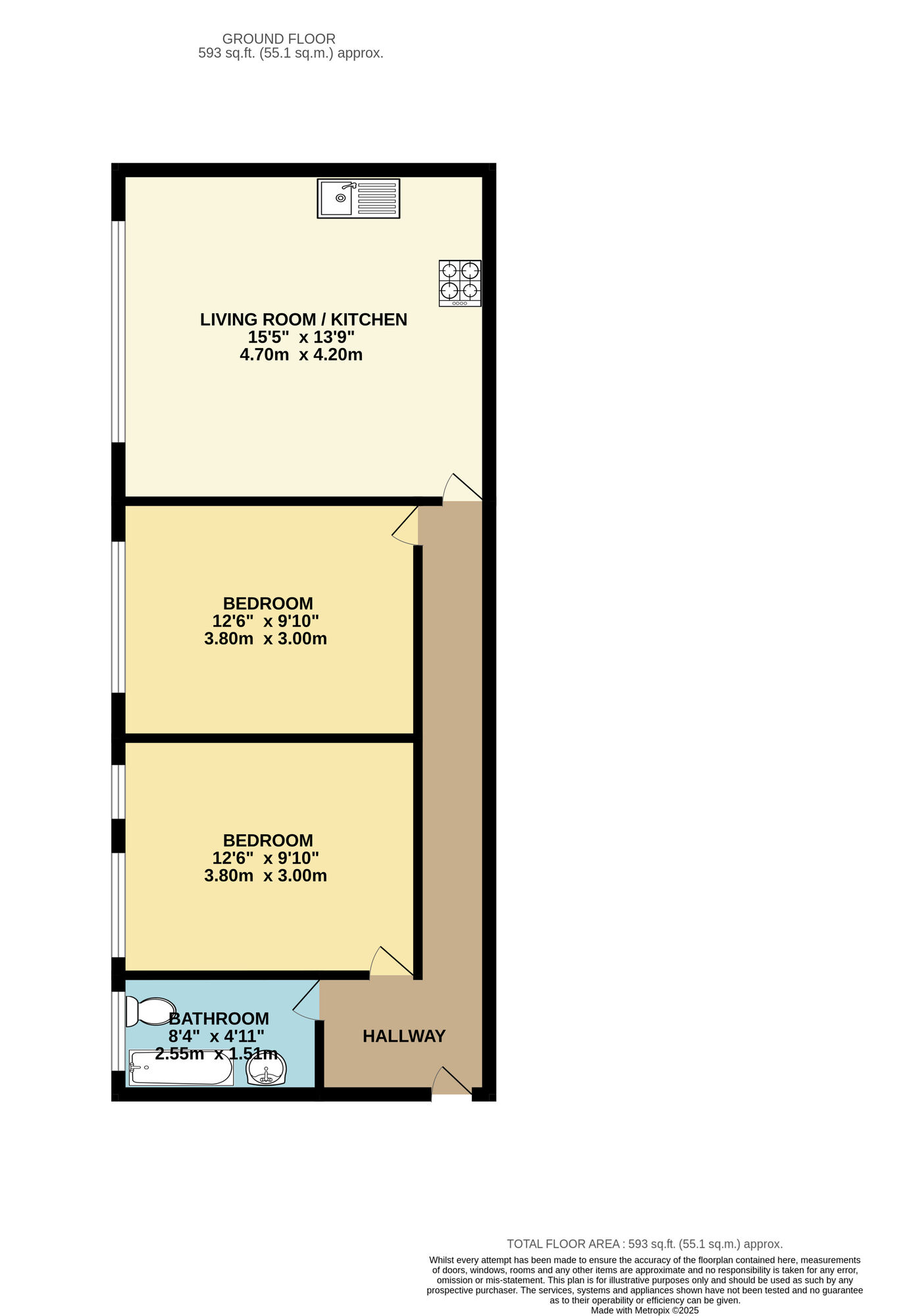 Floorplan of 2 bedroom  Flat to rent, Grosvenor Park Road, London, E17