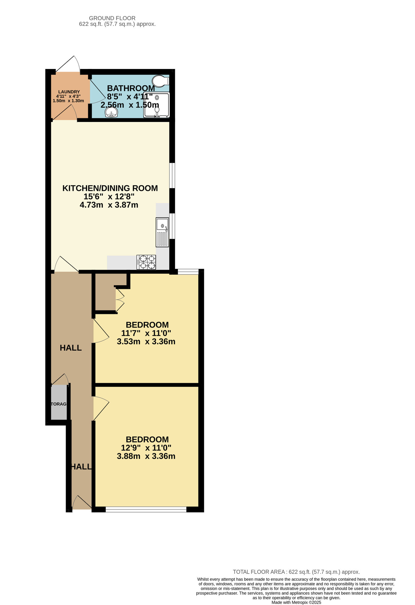 Floorplan of 2 bedroom  Flat for sale, Leucha Road, Walthamstow, E17