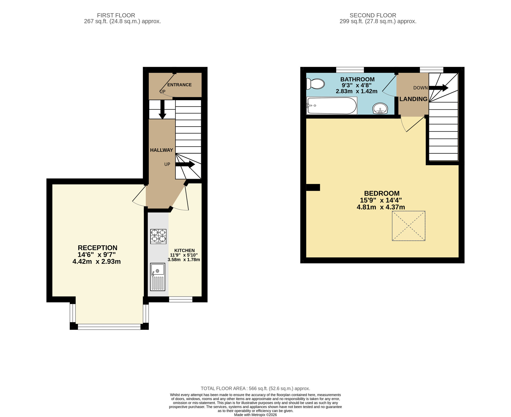 Floorplan of 1 bedroom Flat for sale, Cleveland Park Avenue, Walthamstow, E17